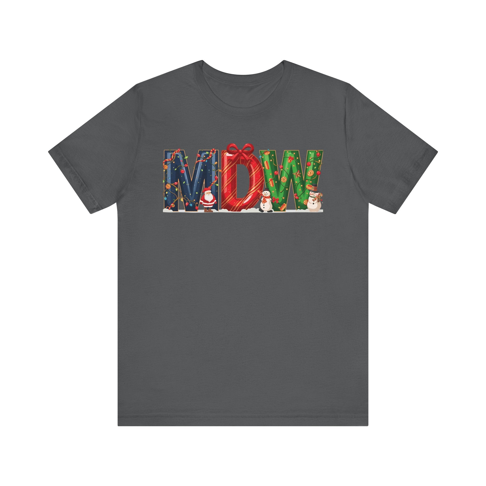 MDW Christmas Shirt – Festive Holiday Letter Art Tee | Winter Travel Gift | Bella Canvas 3001