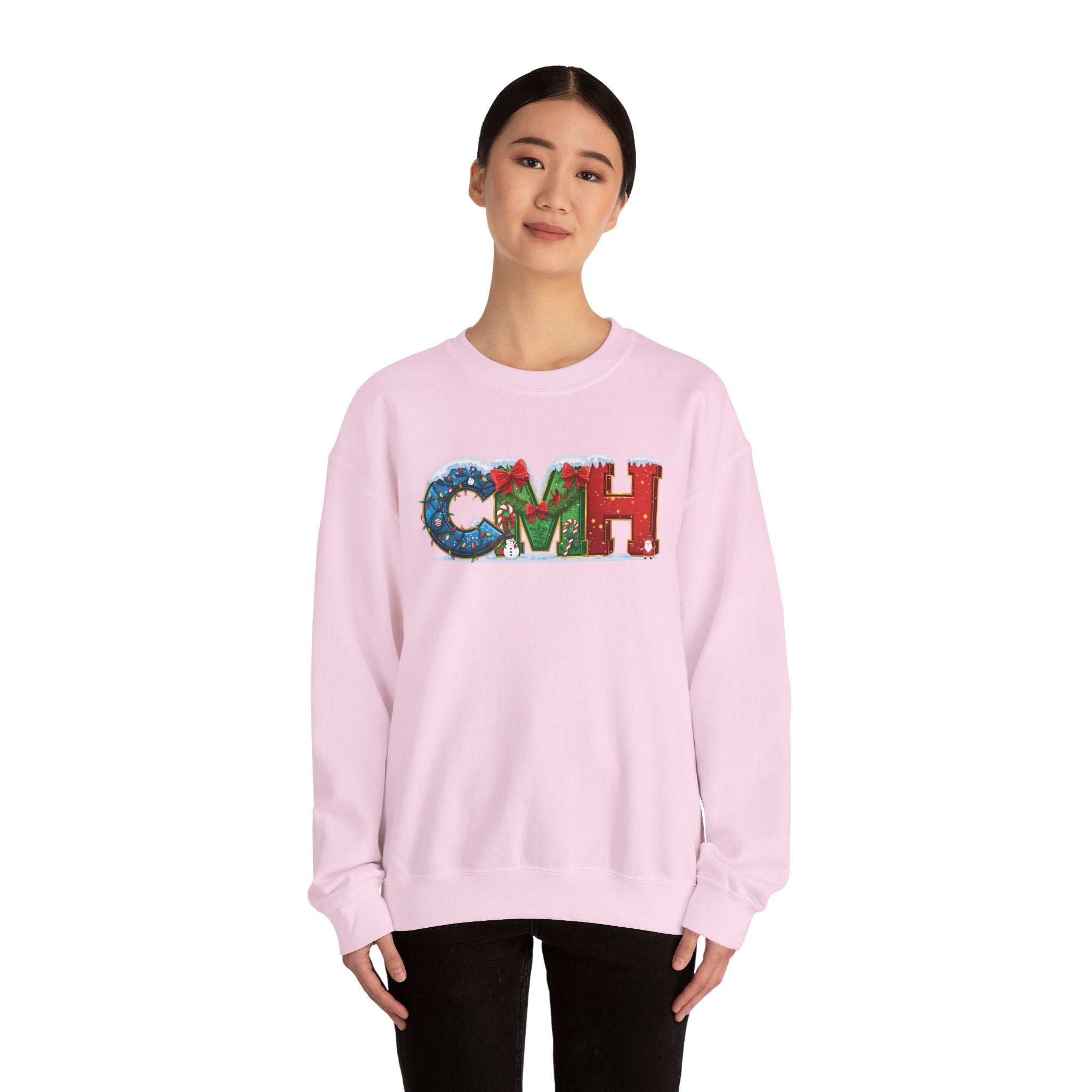 CMH Christmas Sweatshirt – Festive Holiday Letter Art Tee | Christmas Gift | Gildan 18000