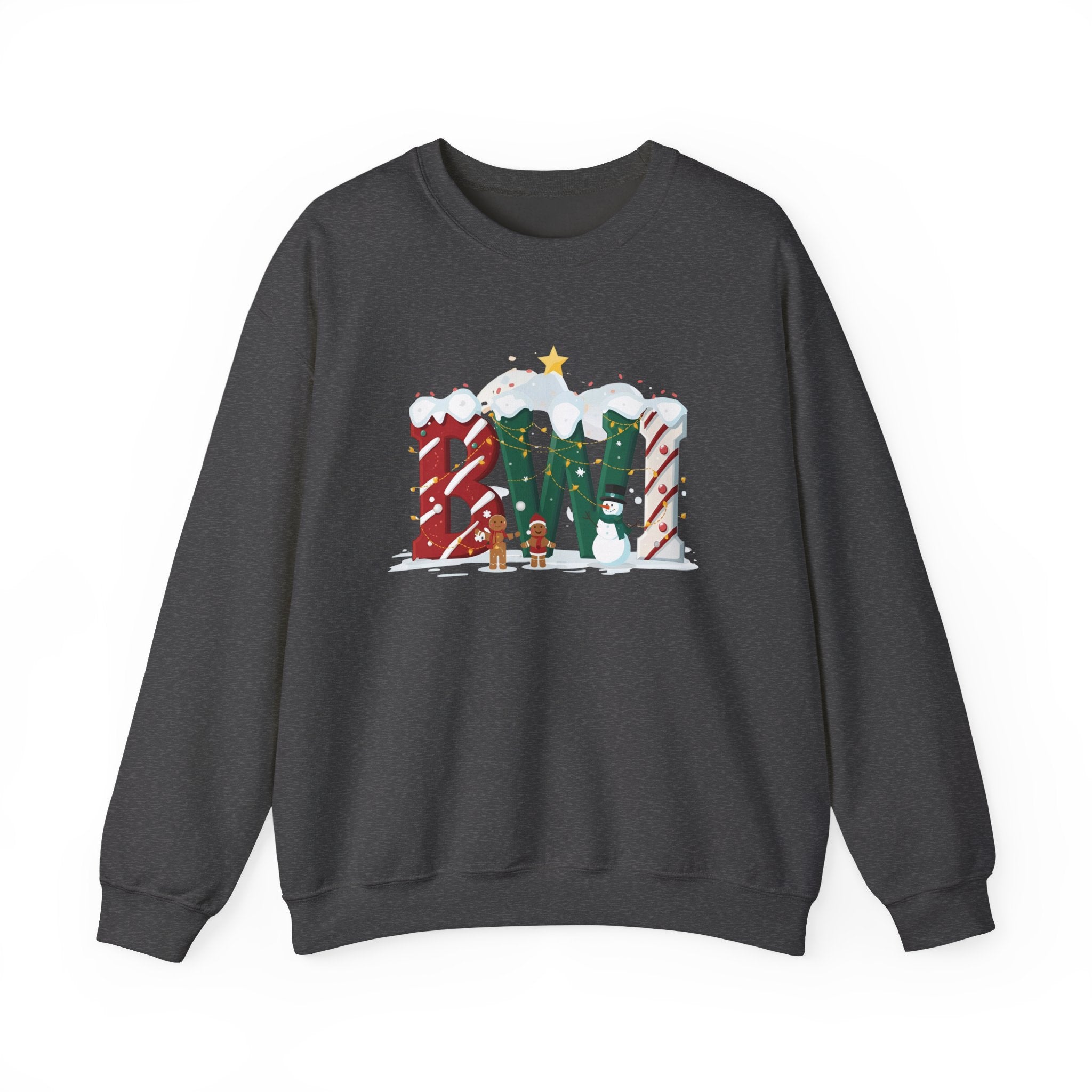 BWI Christmas Sweatshirt – Festive Holiday Letter Art Tee | Christmas Gift | Gildan 18000