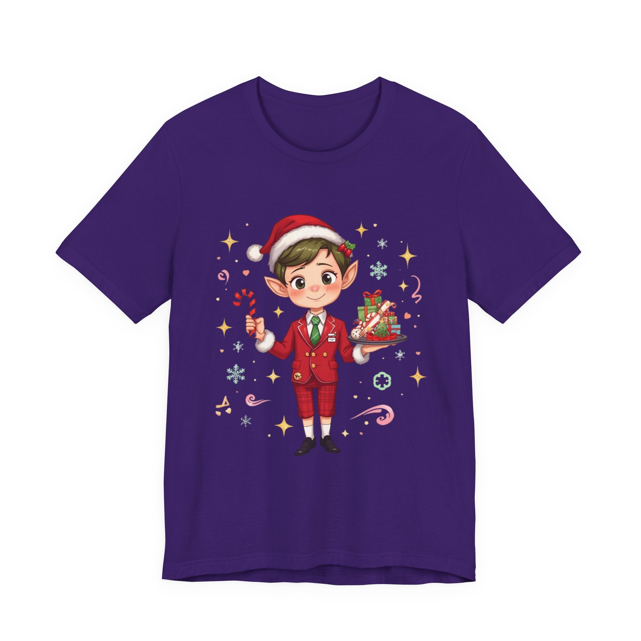 Christmas Elf Cabin crew— Cute Holiday Elf with Candy Cane & Gifts