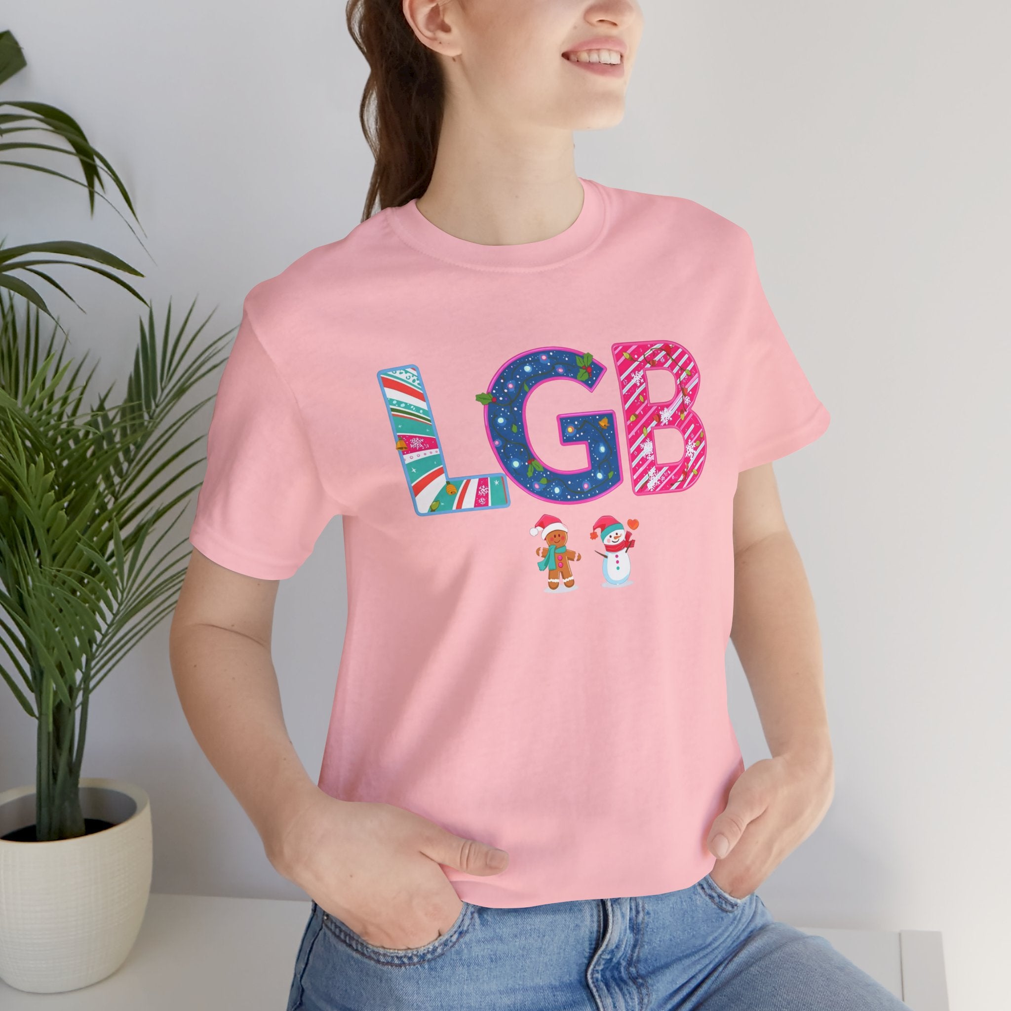 LGB Christmas Shirt – Festive Letter Art Tee | Christmas Gift | Bella Canvas 3001