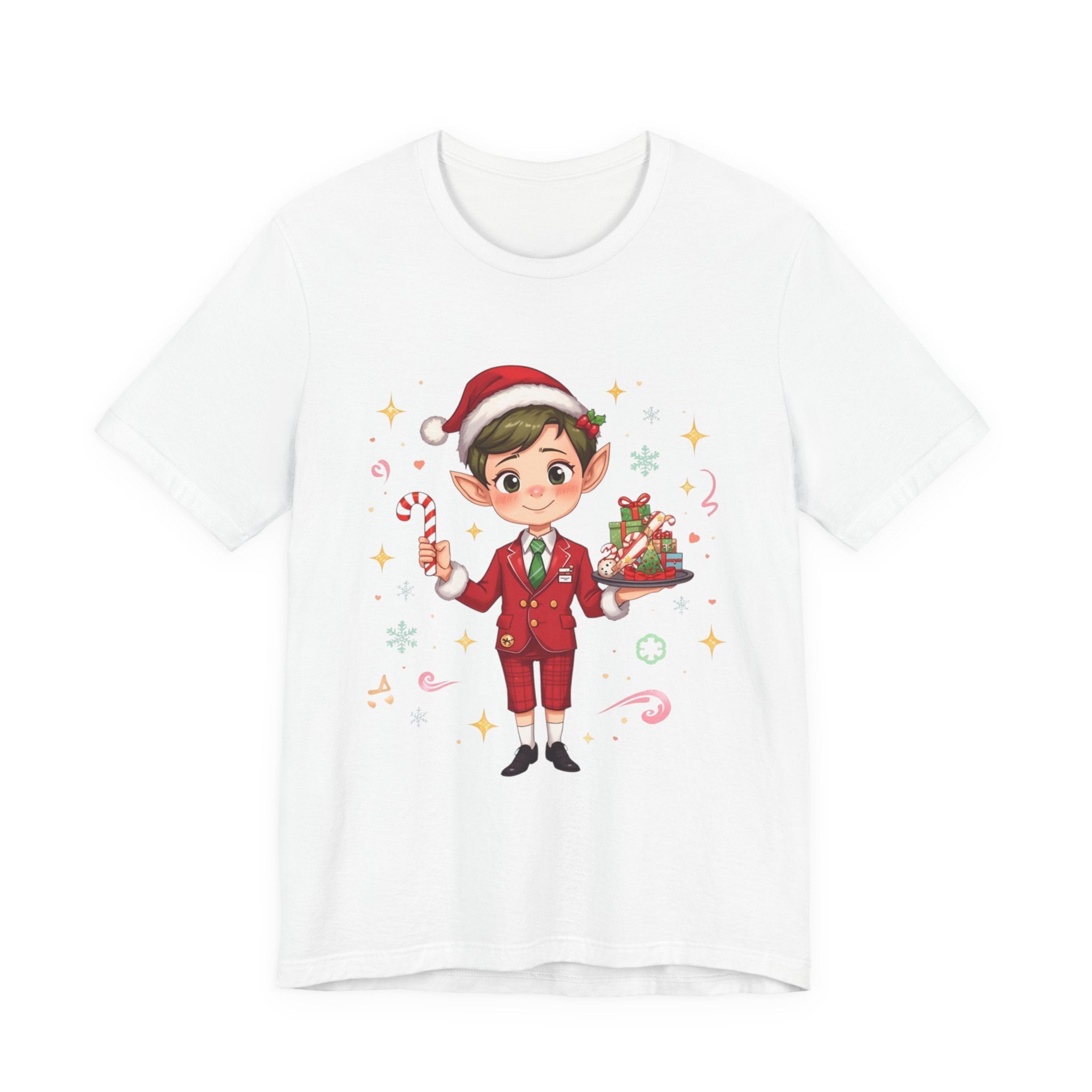 Christmas Elf Cabin crew— Cute Holiday Elf with Candy Cane & Gifts