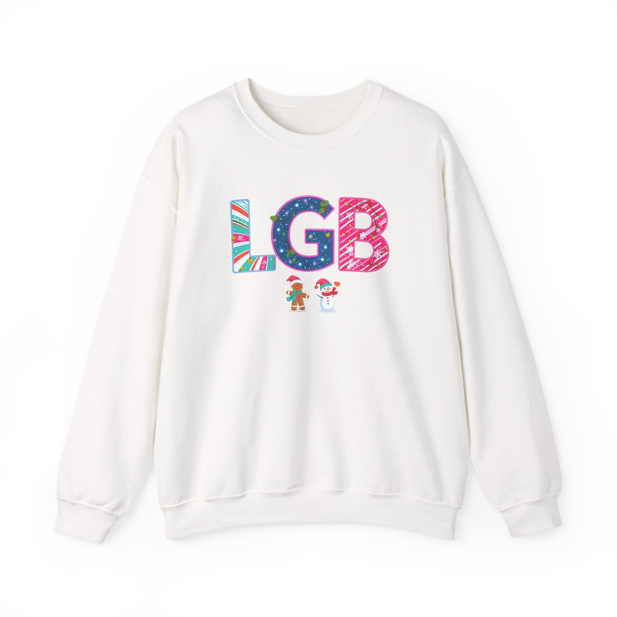 LGB Christmas Sweatshirt – Festive Holiday Letter Art Tee | Christmas Gift | Gildan 18000