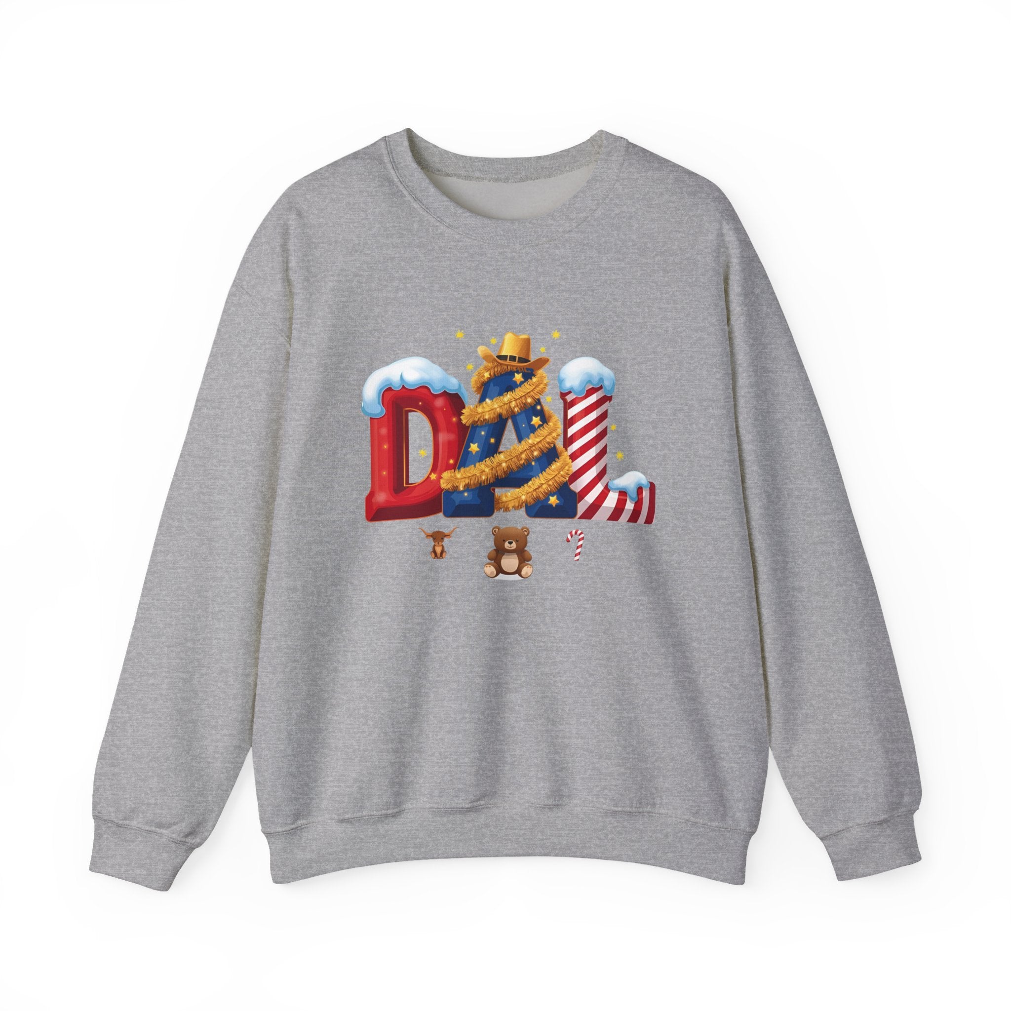 DAL Christmas Sweatshirt – Festive Holiday Letter Art Tee | Christmas Gift | Gildan 18000