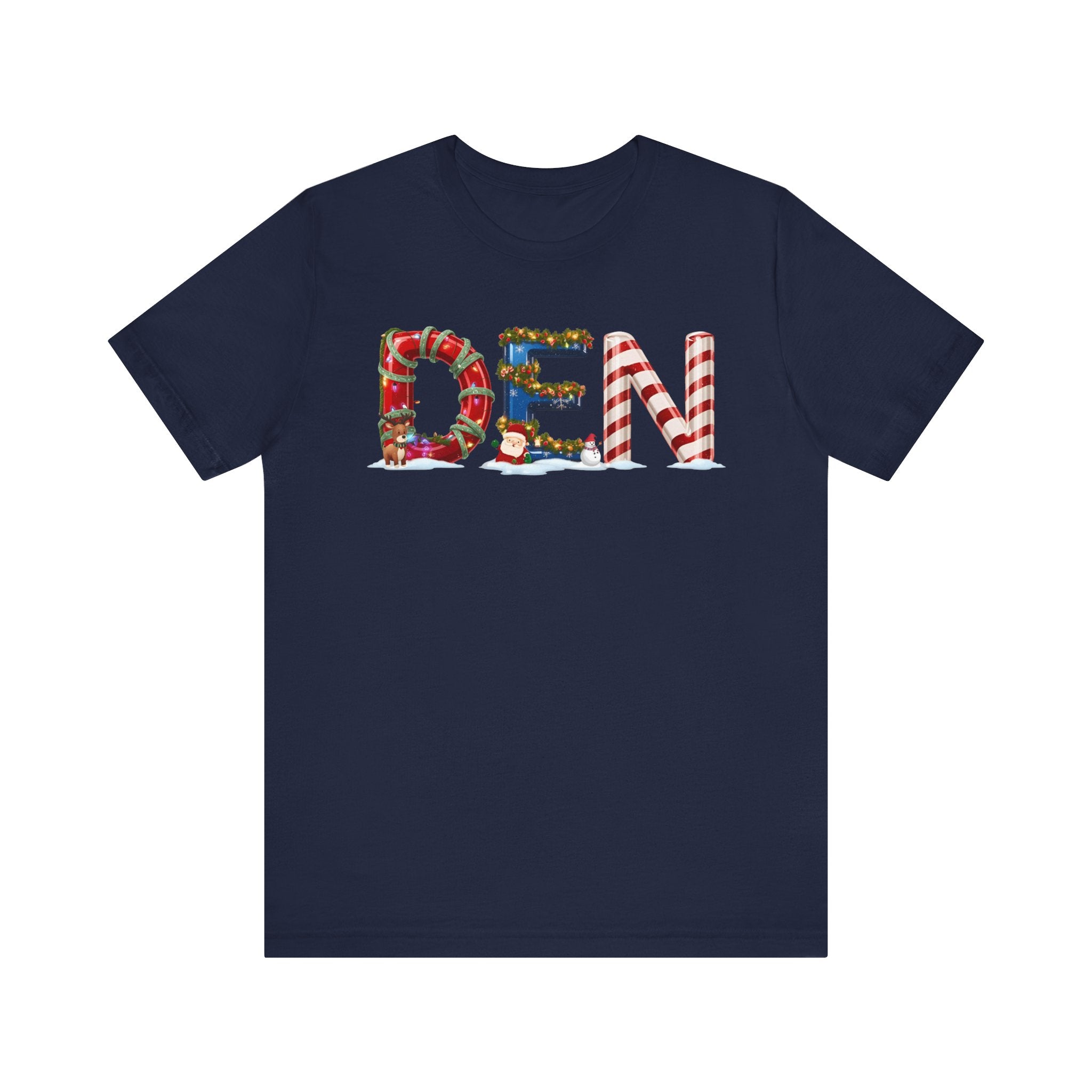 DEN Christmas Shirt – Festive Holiday Letter Art Tee | Christmas Gift | Bella Canvas 3001