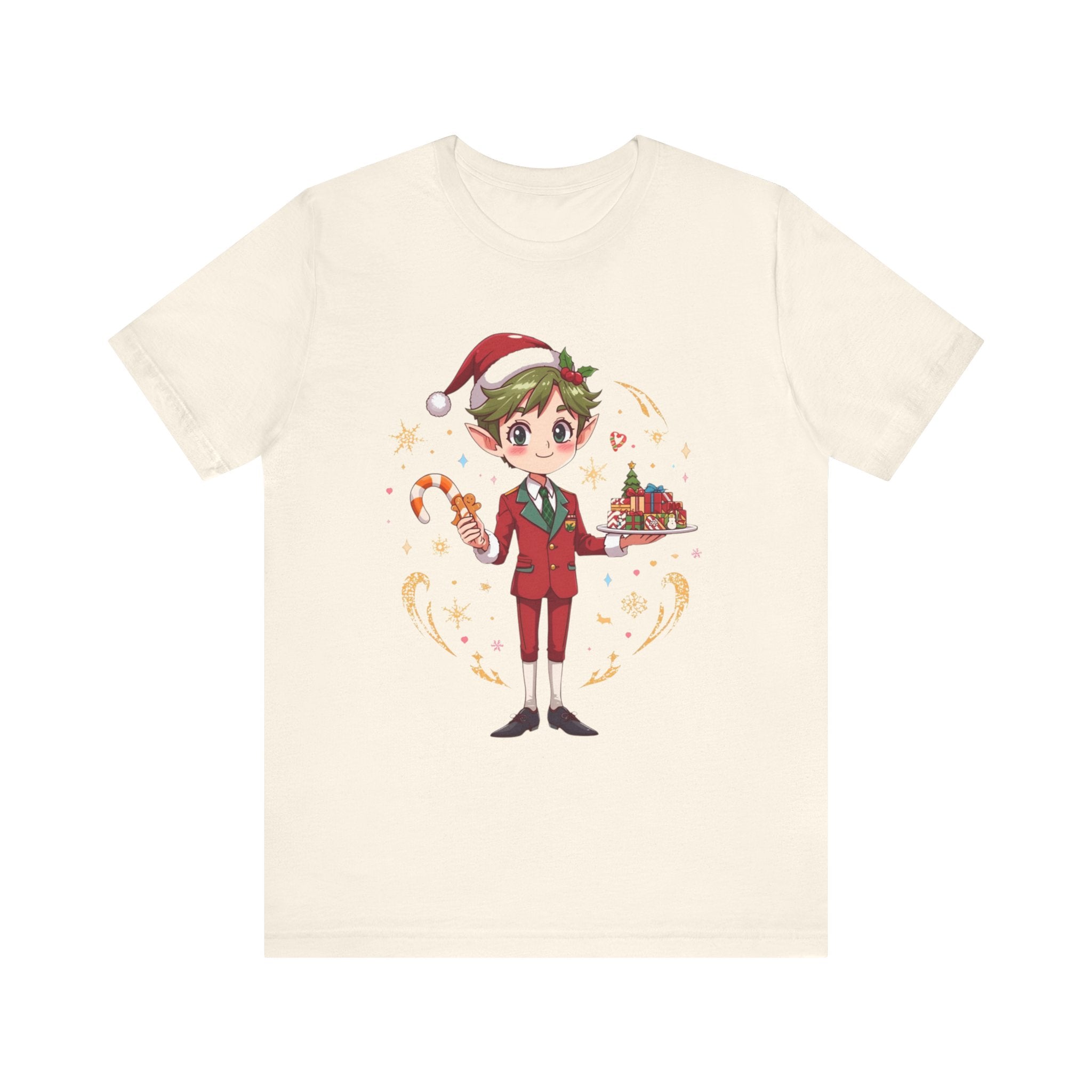 Christmas Cabin Elf Tee — Cute Candy Cane & Holiday Village Graphic Shirt