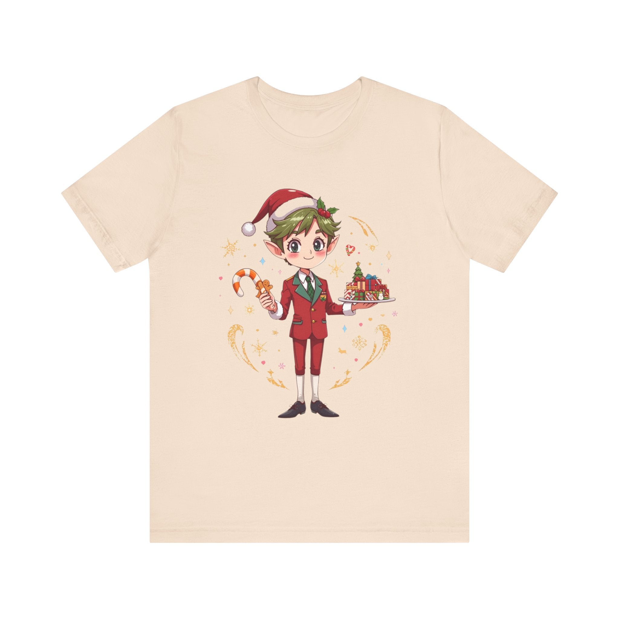 Christmas Cabin Elf Tee — Cute Candy Cane & Holiday Village Graphic Shirt