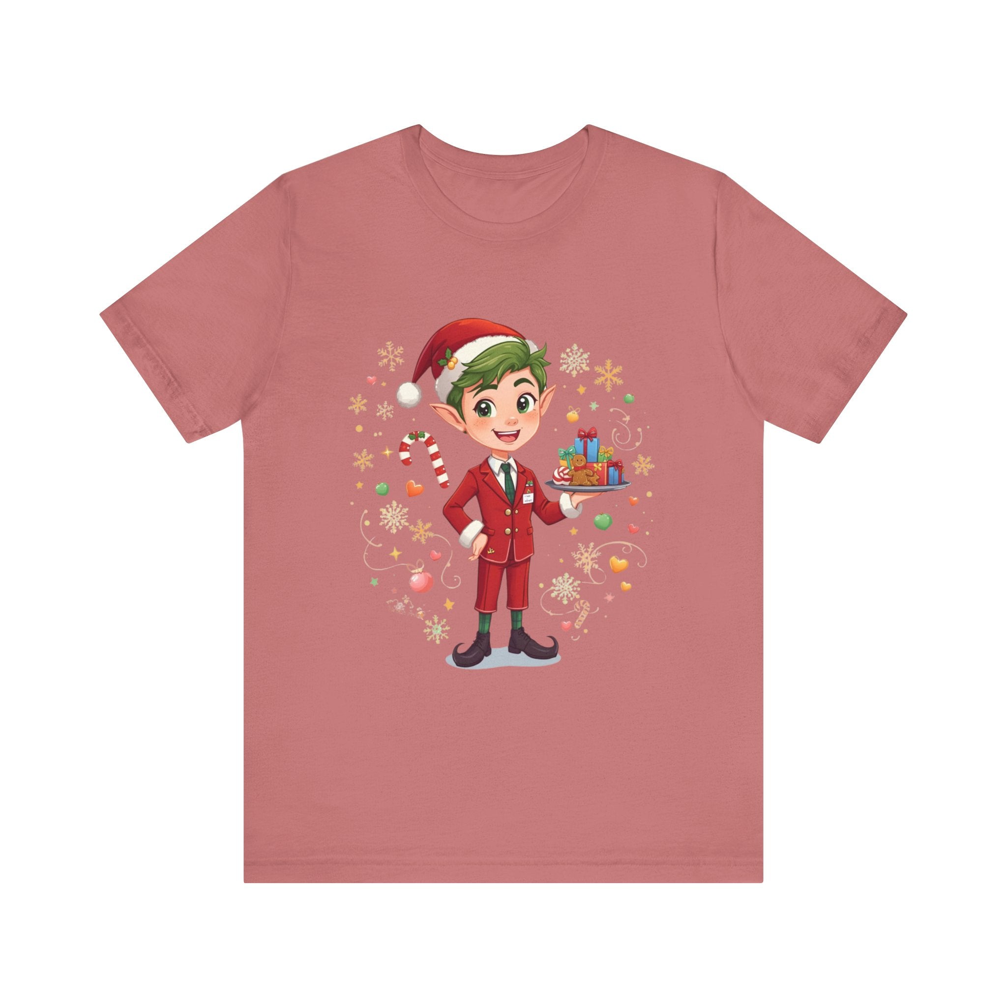 Christmas Cabin Elf Tee— Cute Holiday Elf with Presents