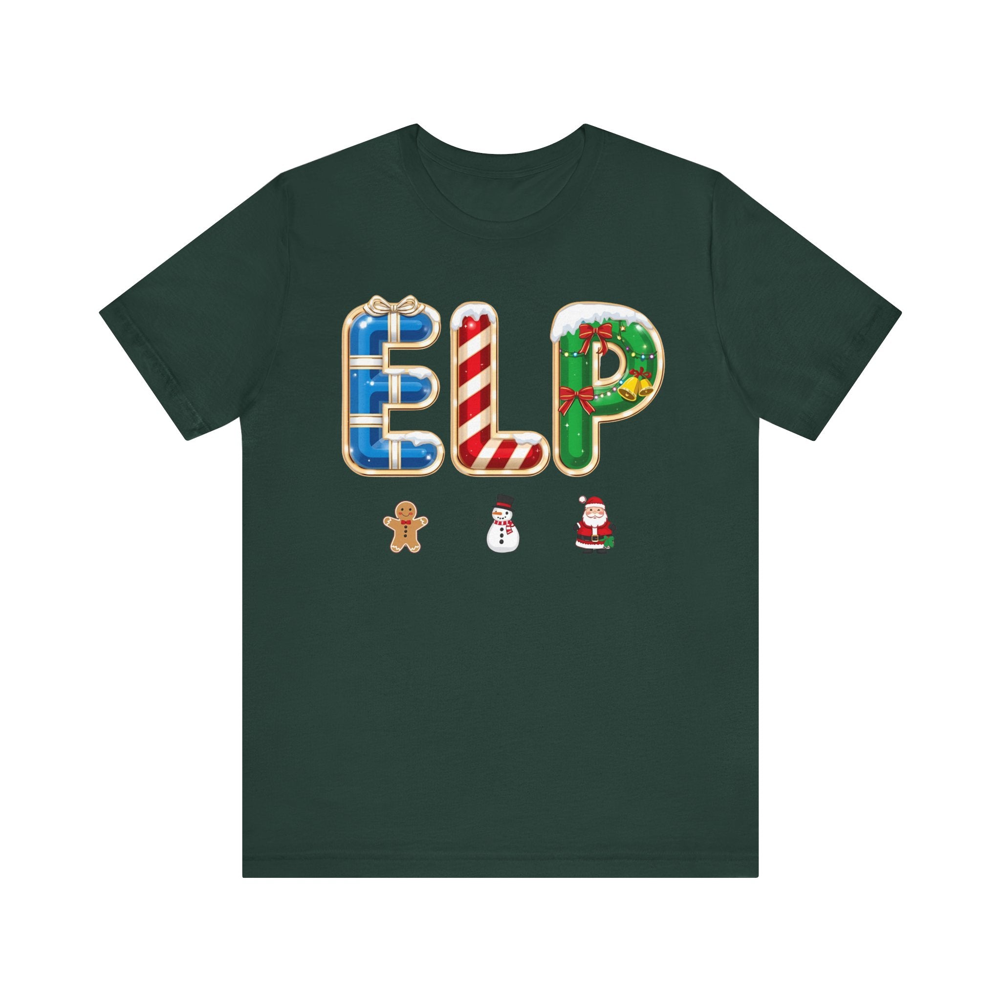 ELP Christmas Shirt – Festive Holiday Letter Art Tee | Christmas Gift | Bella Canvas 3001