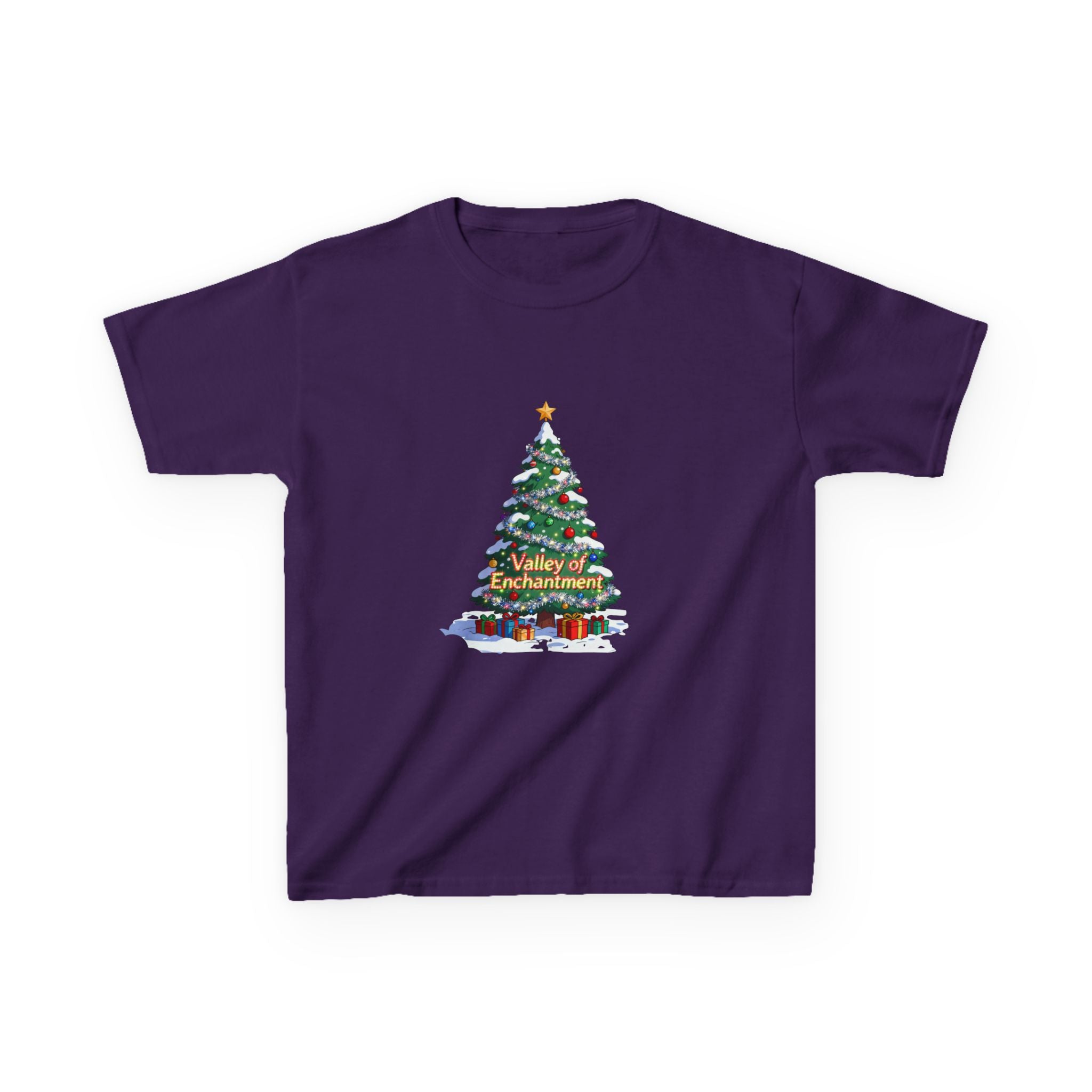 Valley of Enchantment Christmas Kids Shirt – Cute Holiday Tree Gift Tee | Mountain Town Christmas Gift for Kids | Gildan 5000B