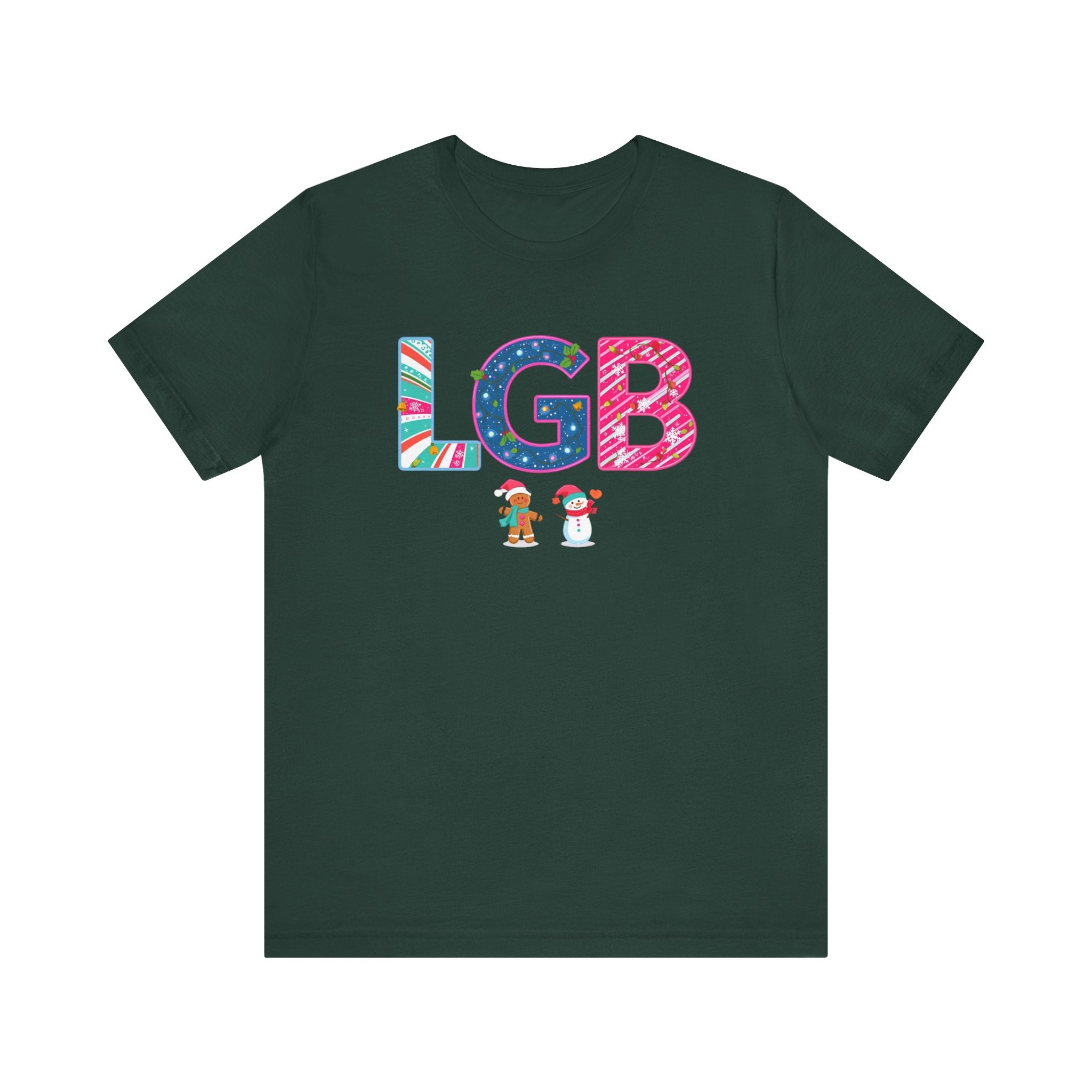 LGB Christmas Shirt – Festive Letter Art Tee | Christmas Gift | Bella Canvas 3001