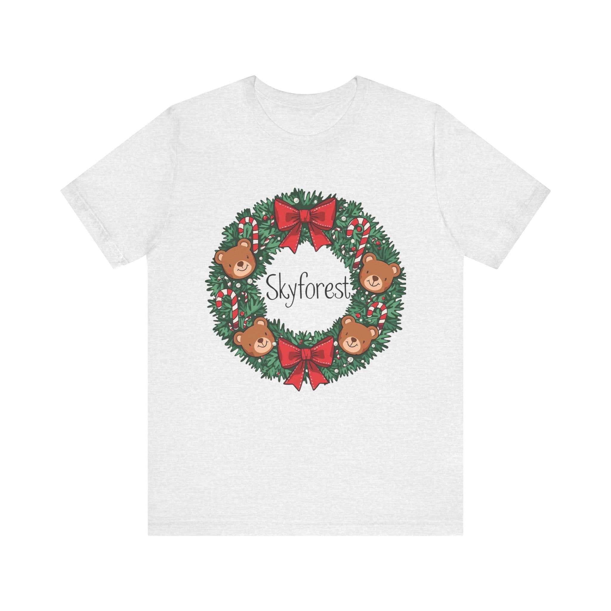Christmas Bear Wreath T‑Shirt — 'Skyforest' Holiday Tee