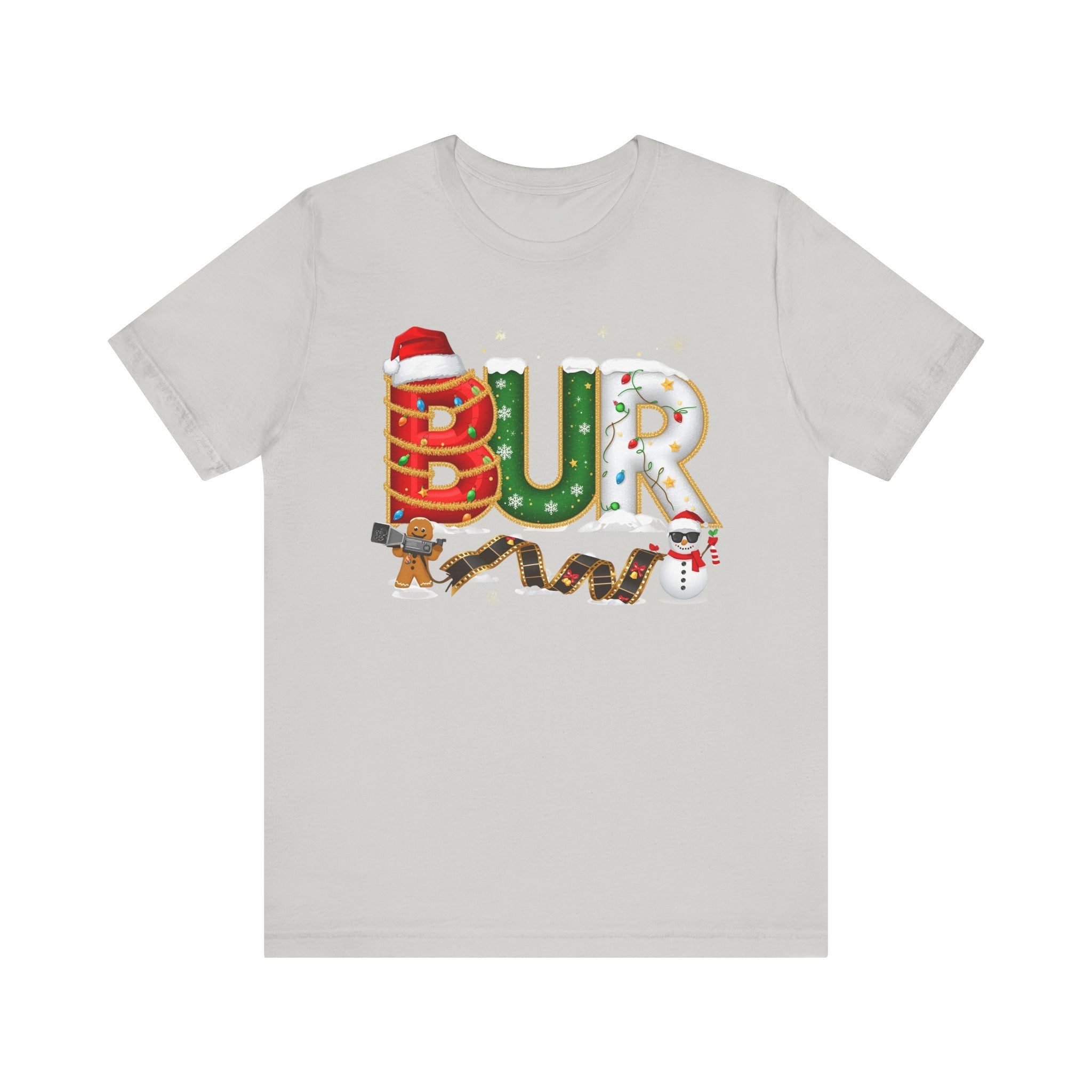 BUR Christmas Shirt – Festive Holiday Letter Art Tee | Christmas Gift | Bella Canvas 3001