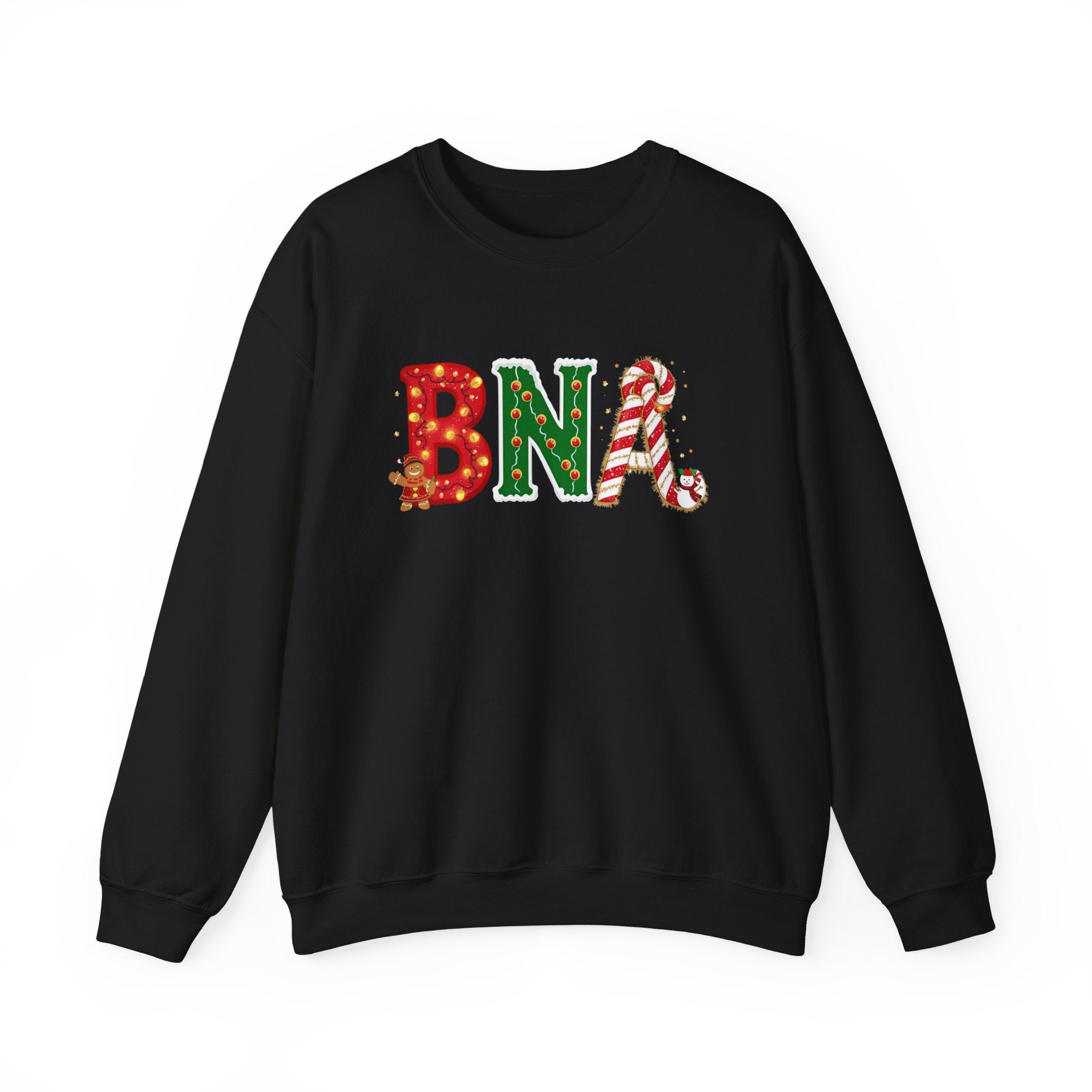 BNA Christmas Sweatshirt – Festive Holiday Letter Art Tee | Christmas Gift | Gildan 18000