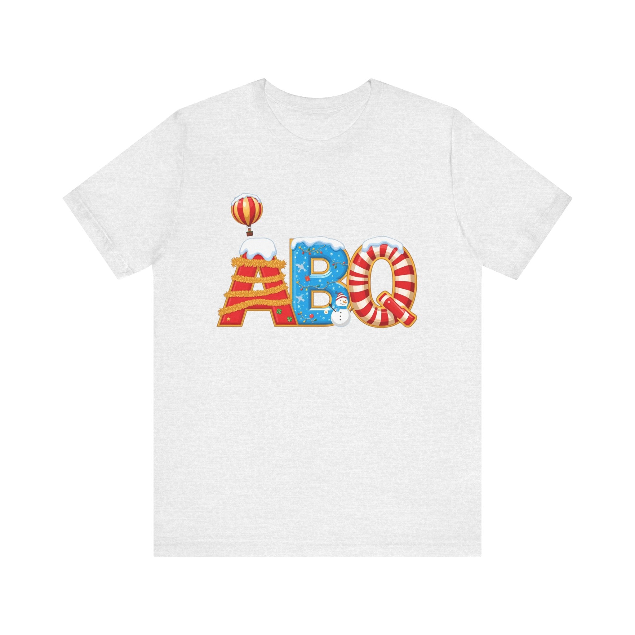 ABQ Christmas Shirt – Hot Air Balloon Candy Cane Letters Tee |  Gi| Bella Canvas 3001ft