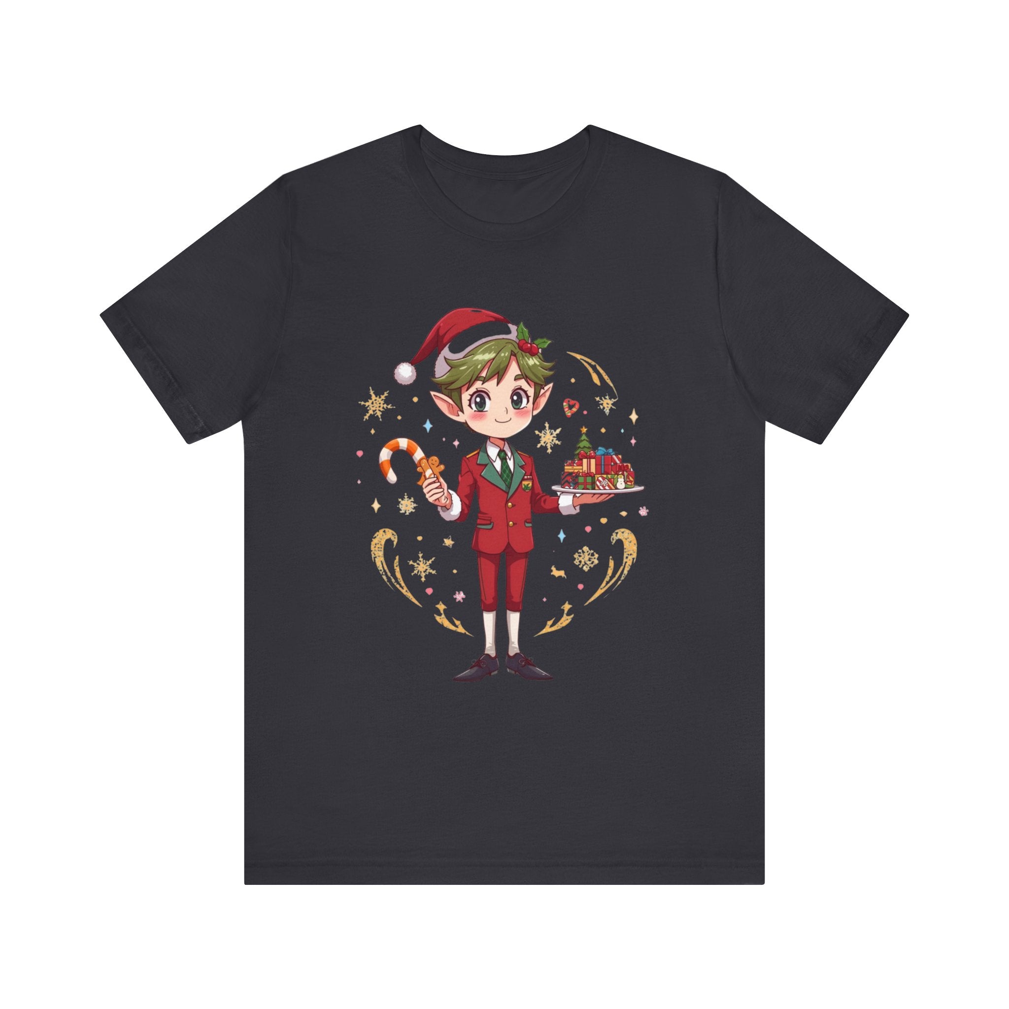 Christmas Cabin Elf Tee — Cute Candy Cane & Holiday Village Graphic Shirt