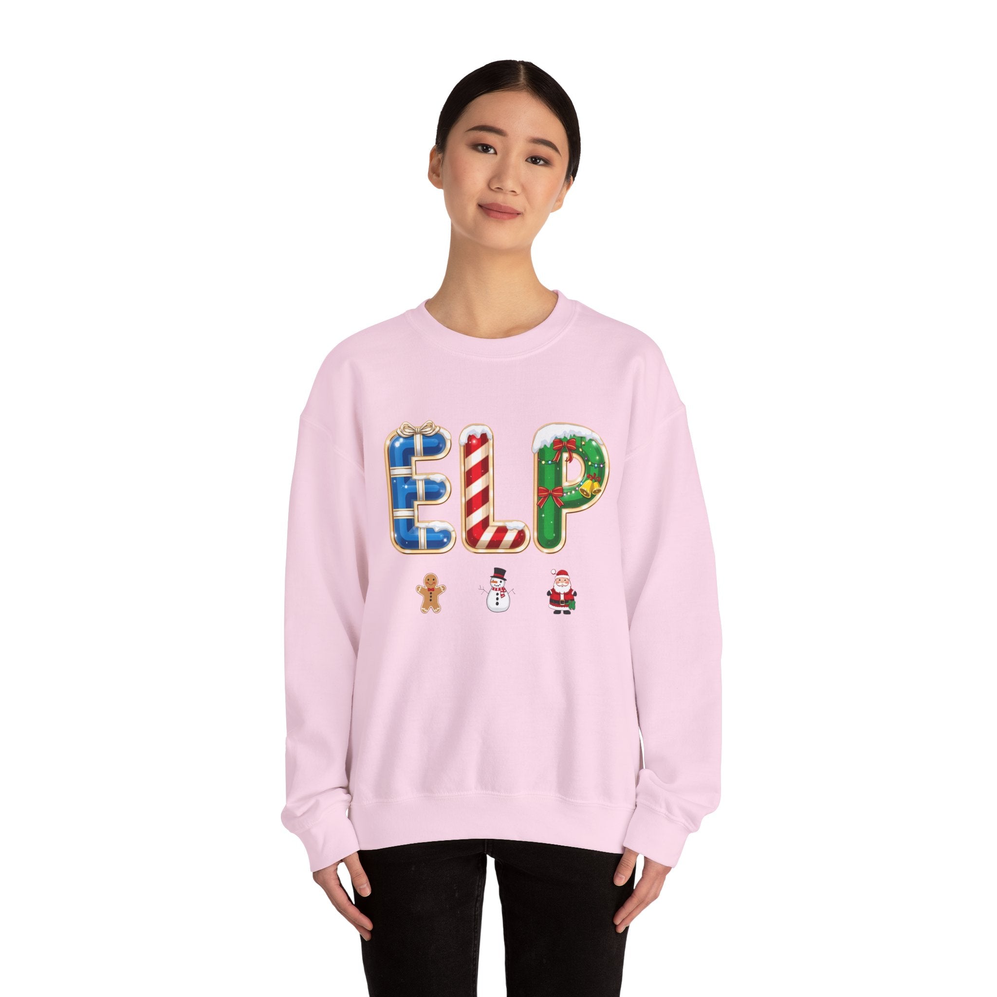 ELP Christmas Sweatshirt – Festive Holiday Letter Art Tee | Christmas Gift | Gildan 18000