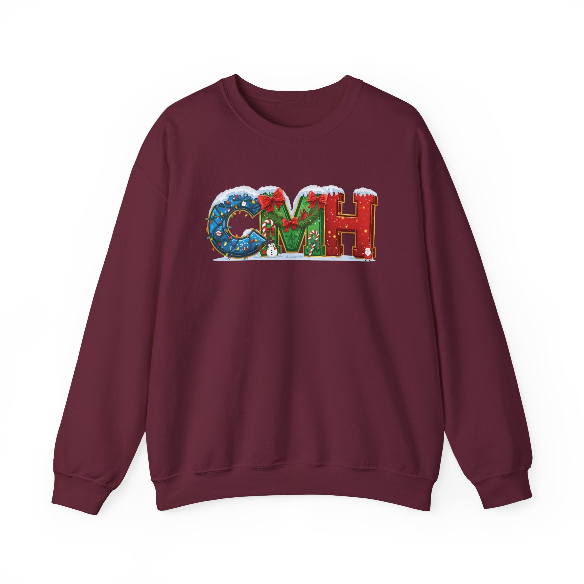 CMH Christmas Sweatshirt – Festive Holiday Letter Art Tee | Christmas Gift | Gildan 18000