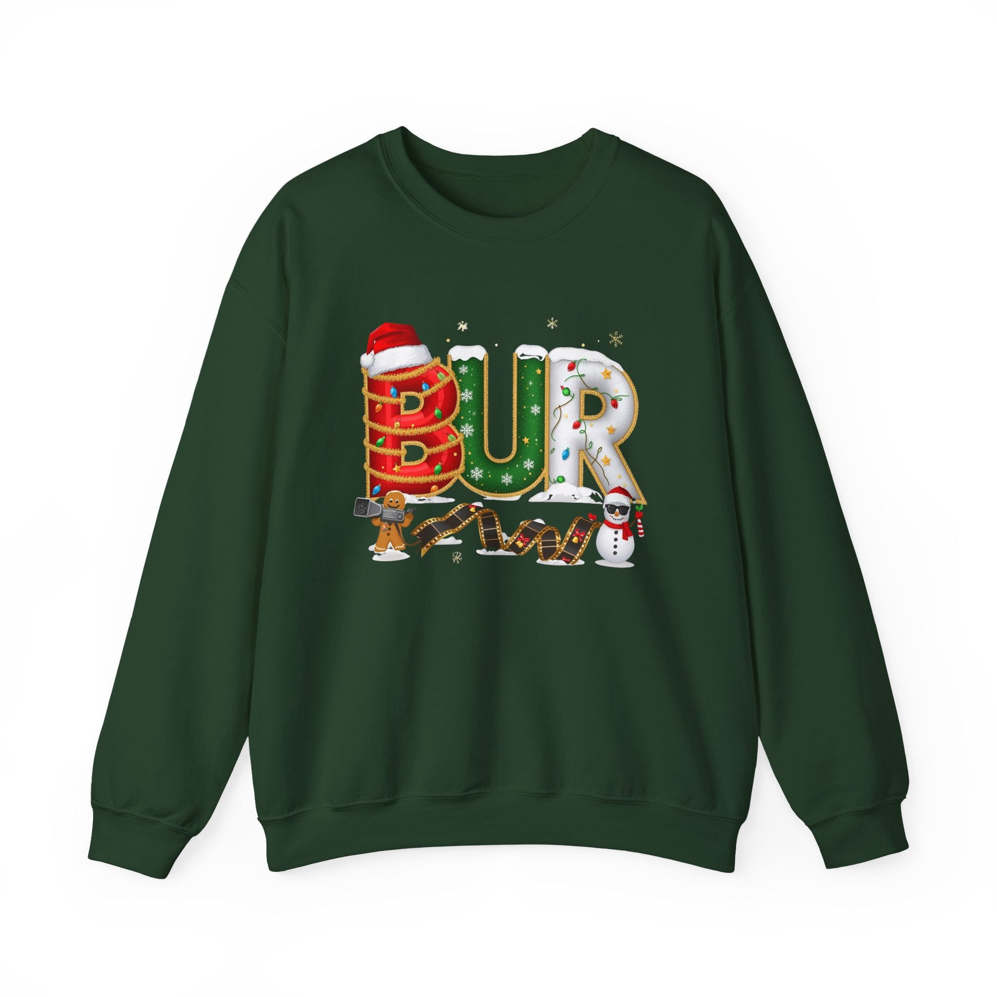 BUR Christmas Sweatshirt – Festive Holiday Letter Art Tee | Christmas Gift | Gildan 18000