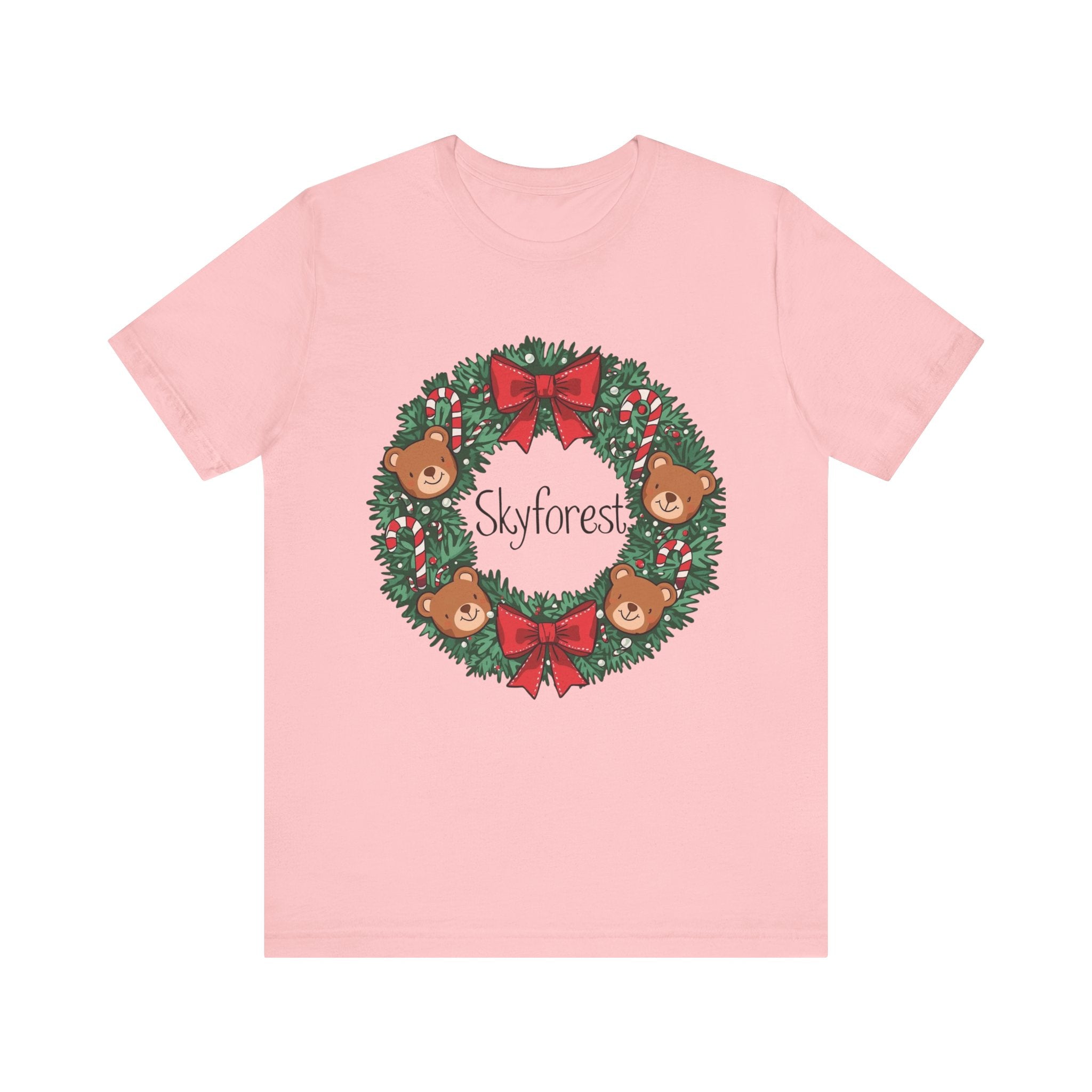 Christmas Bear Wreath T‑Shirt — 'Skyforest' Holiday Tee