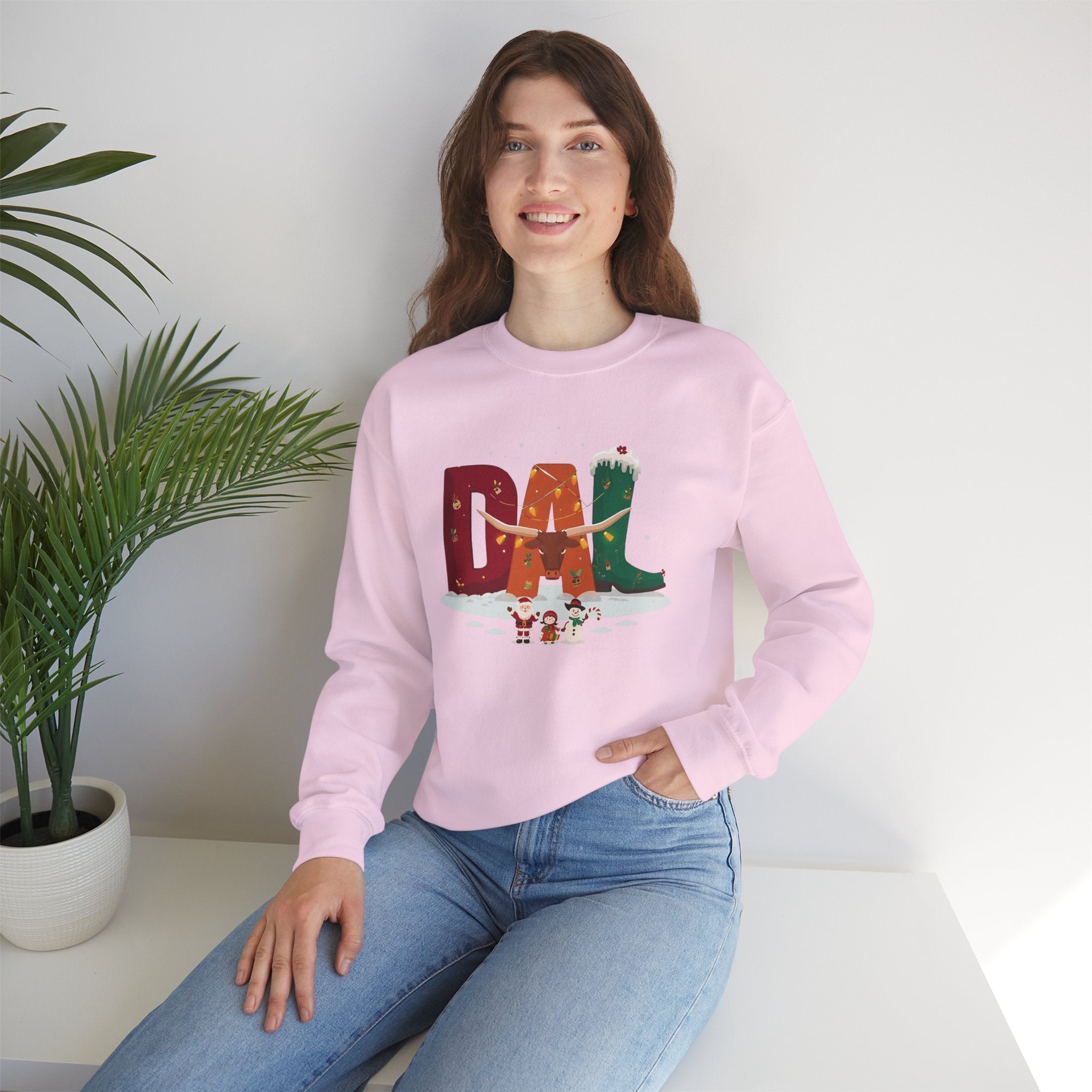 DAL Christmas Sweatshirt – Festive Holiday Letter Art Tee | Christmas Gift | Gildan 18000