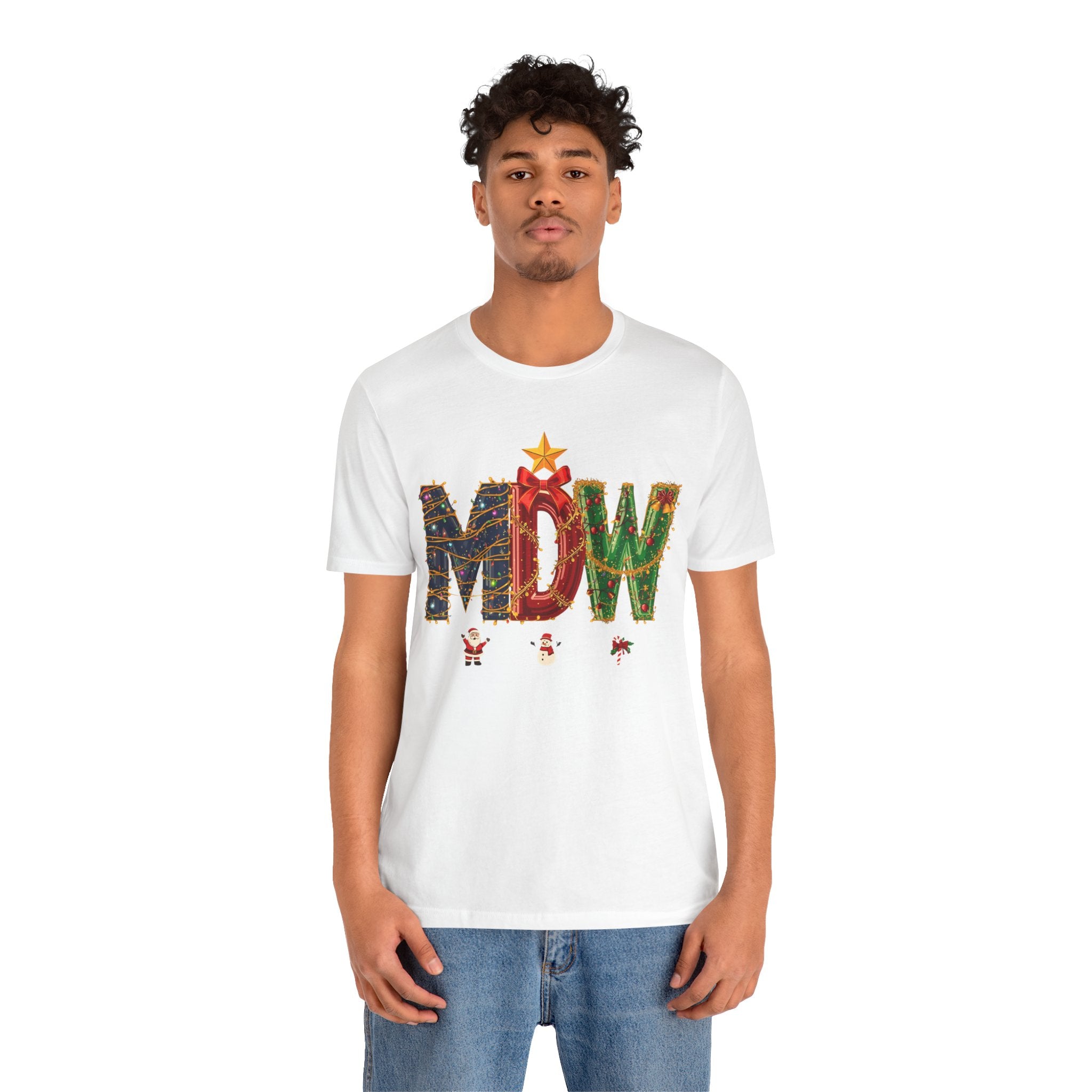 MDW Christmas Shirt – Festive Holiday Letter Art Tee | Christmas Gift | Bella Canvas 3001