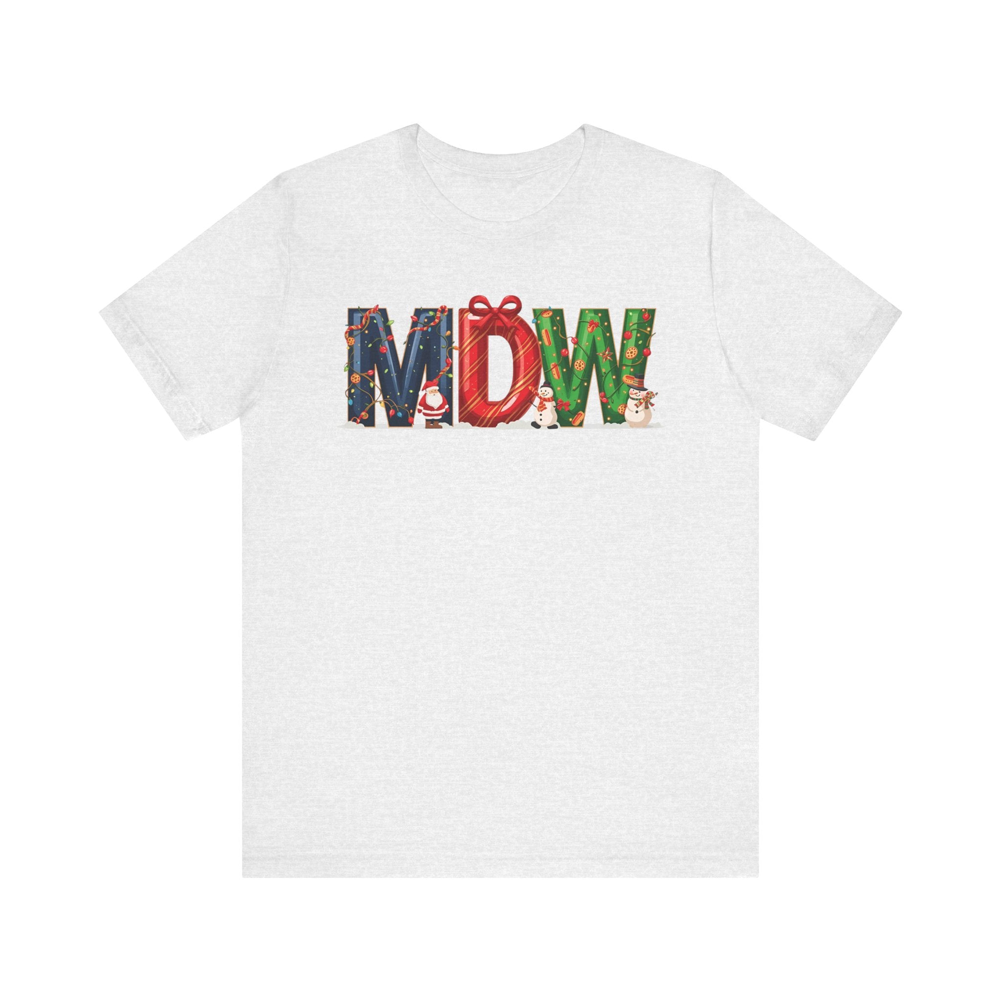 MDW Christmas Shirt – Festive Holiday Letter Art Tee | Christmas Gift | Bella Canvas 3001