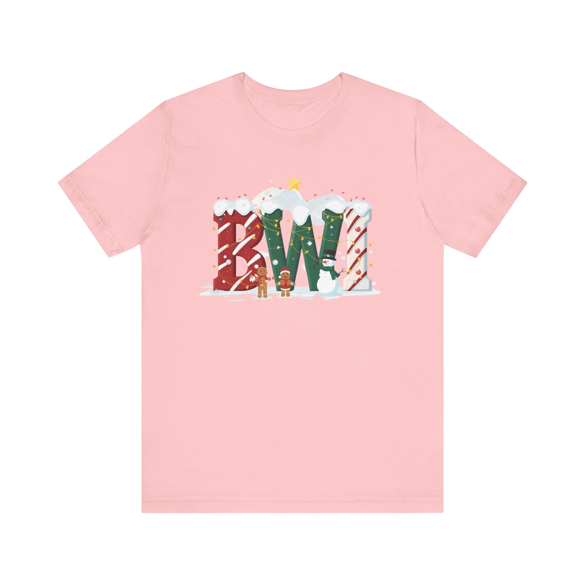 BWI Christmas Shirt – Festive Holiday Letter Art Tee | Christmas Gift | Bella Canvas 3001