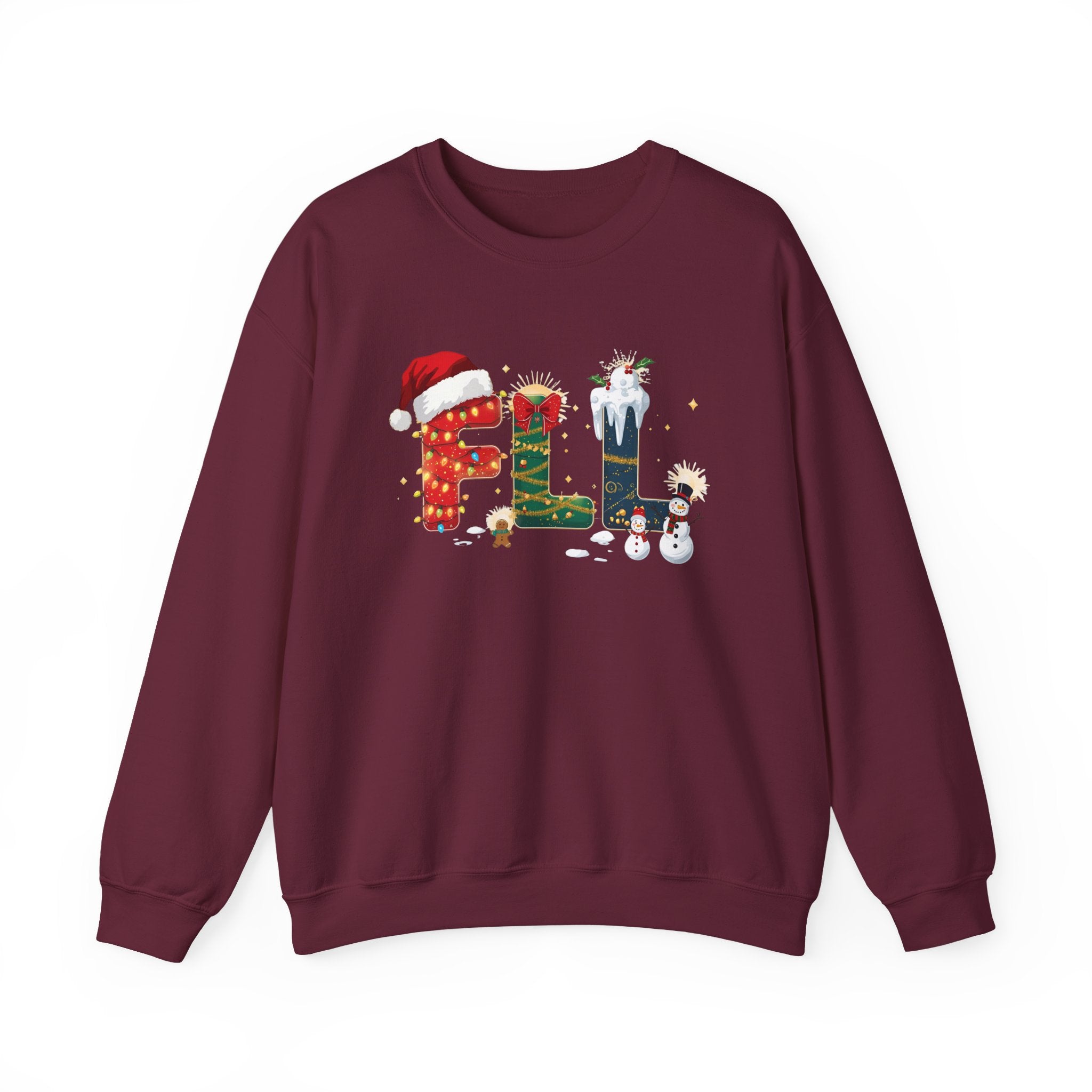 FLL Christmas Sweatshirt – Festive Holiday Letter Art Tee | Christmas Gift | Gildan 18000