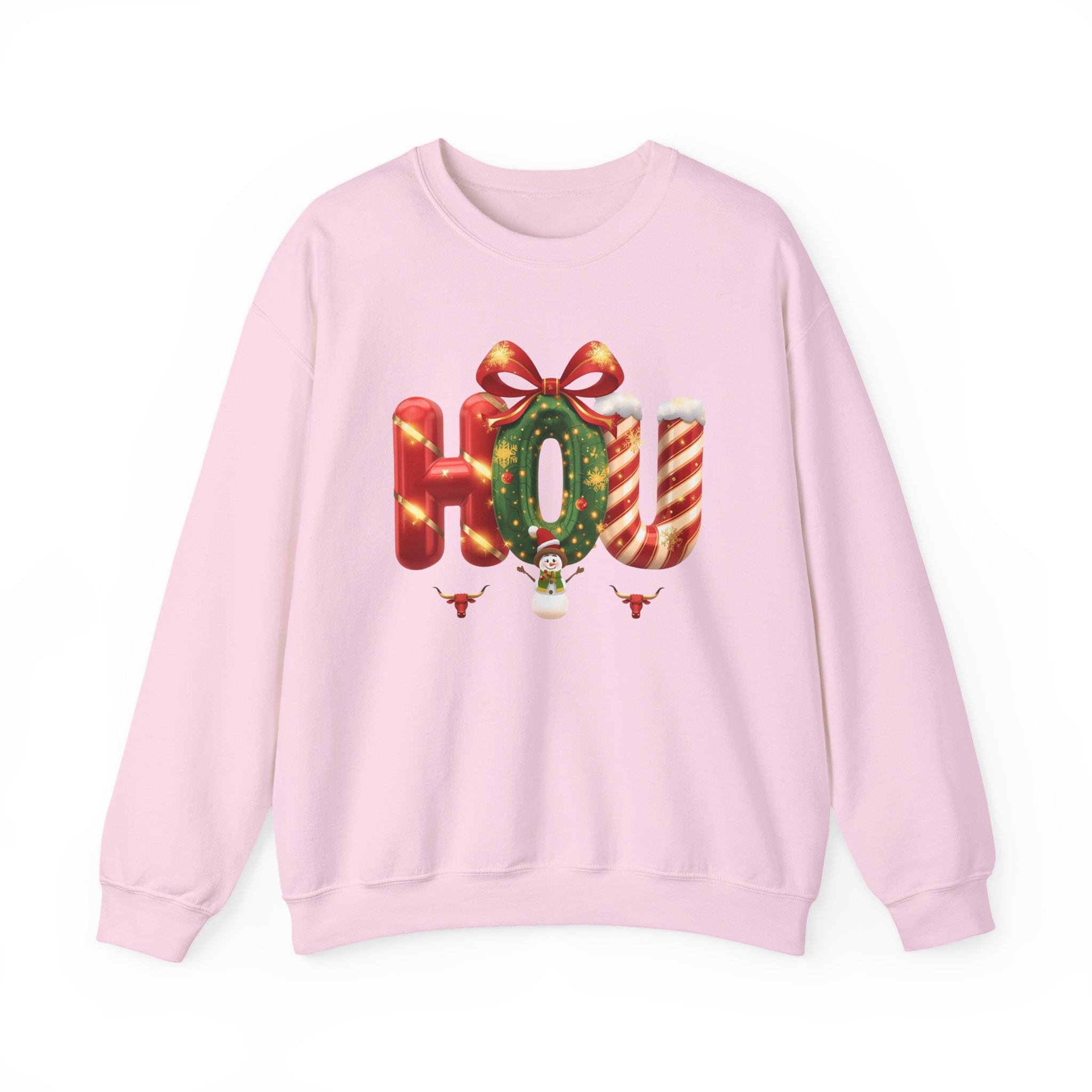 HOU Christmas Sweatshirt – Festive Holiday Letter Art Tee | Christmas Gift | Gildan 18000