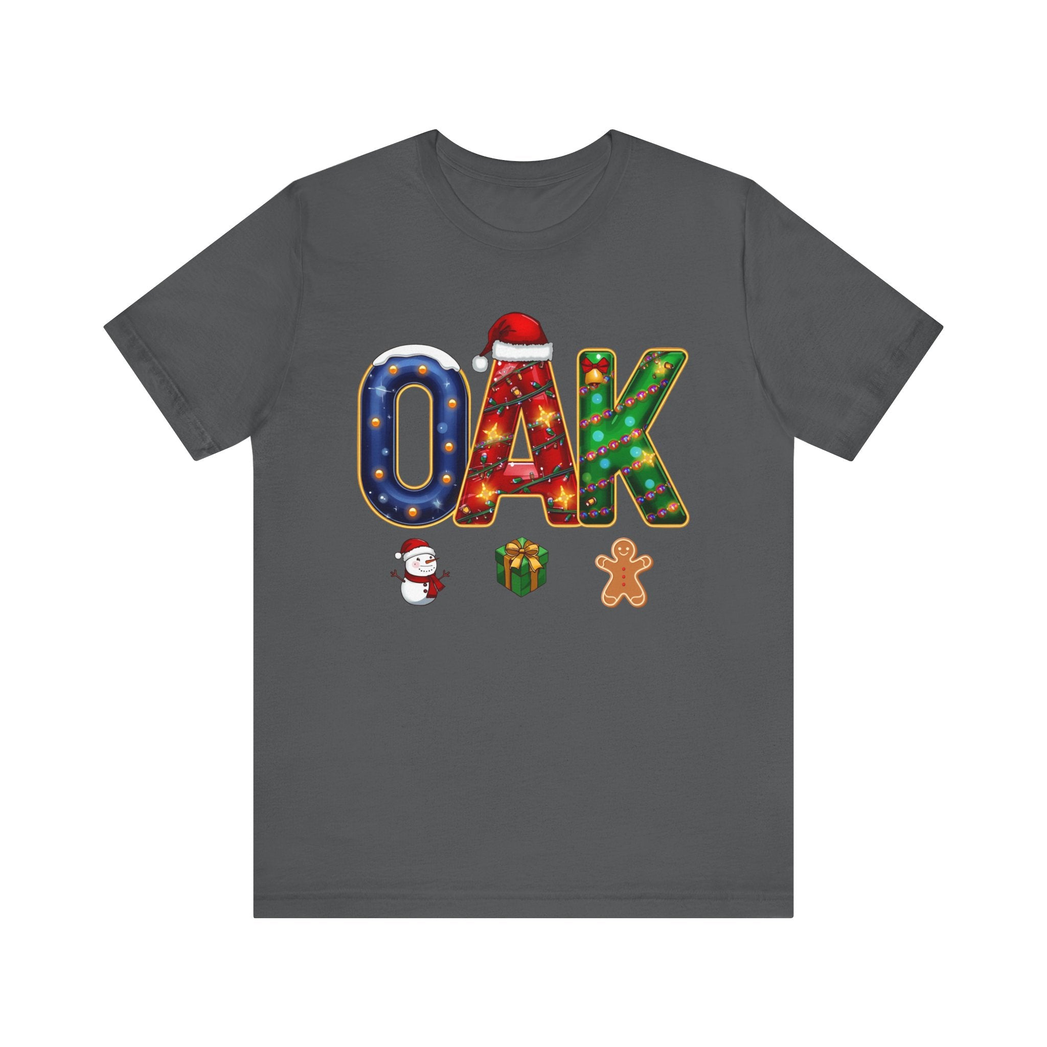 OAK Christmas Shirt – Festive Holiday Letter Art Tee | Christmas Gift | Bella Canvas 3001