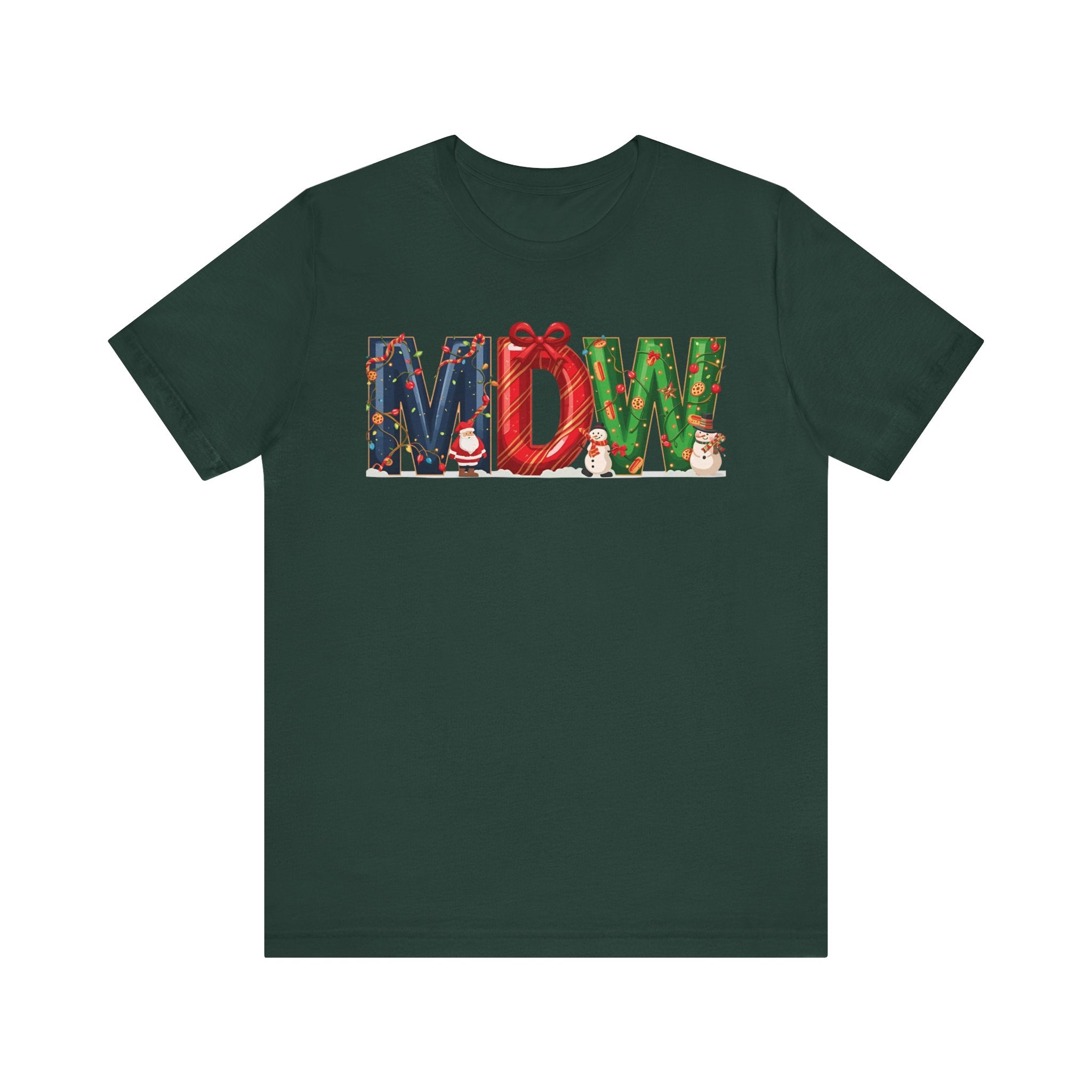 MDW Christmas Shirt – Festive Holiday Letter Art Tee | Winter Travel Gift | Bella Canvas 3001