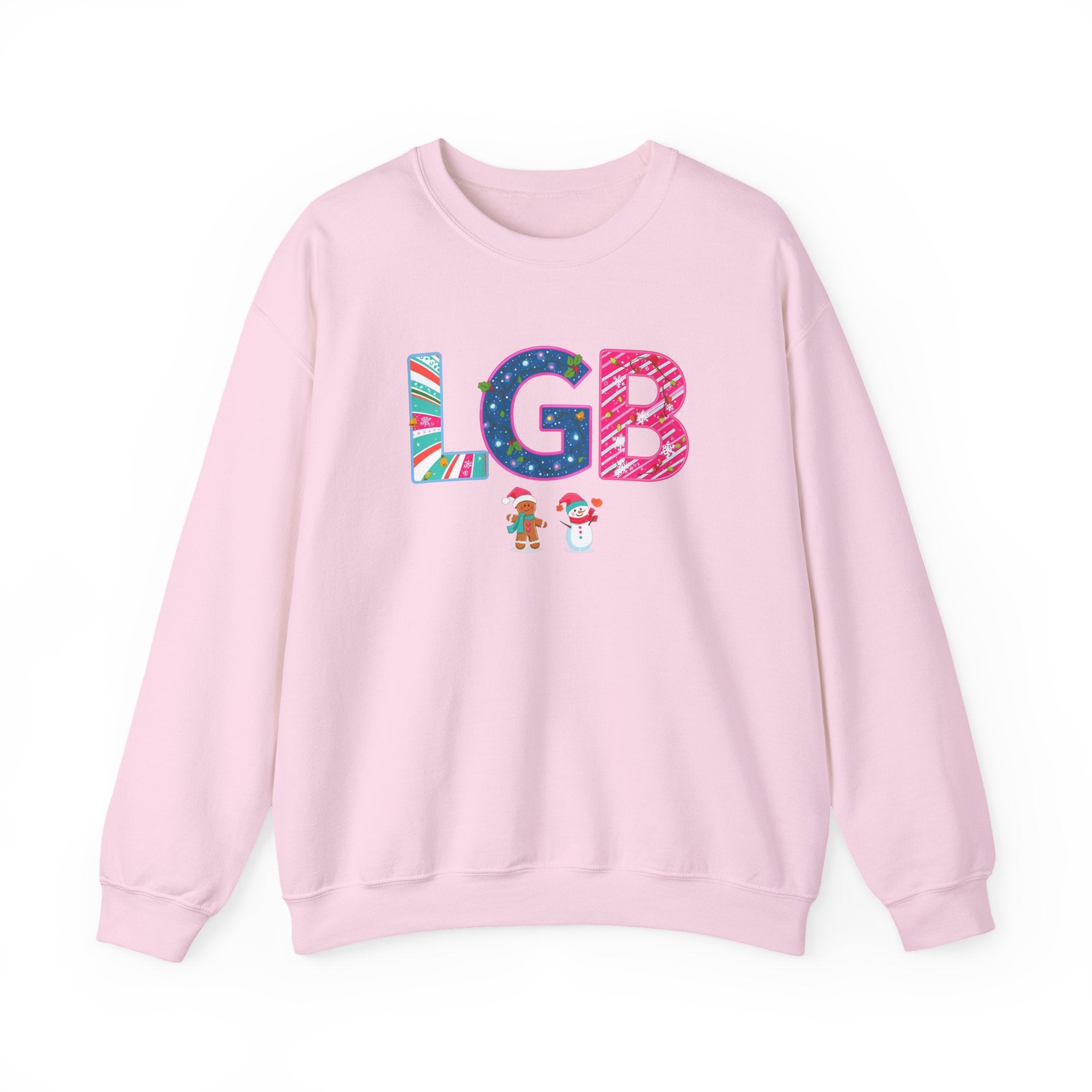 LGB Christmas Sweatshirt – Festive Holiday Letter Art Tee | Christmas Gift | Gildan 18000