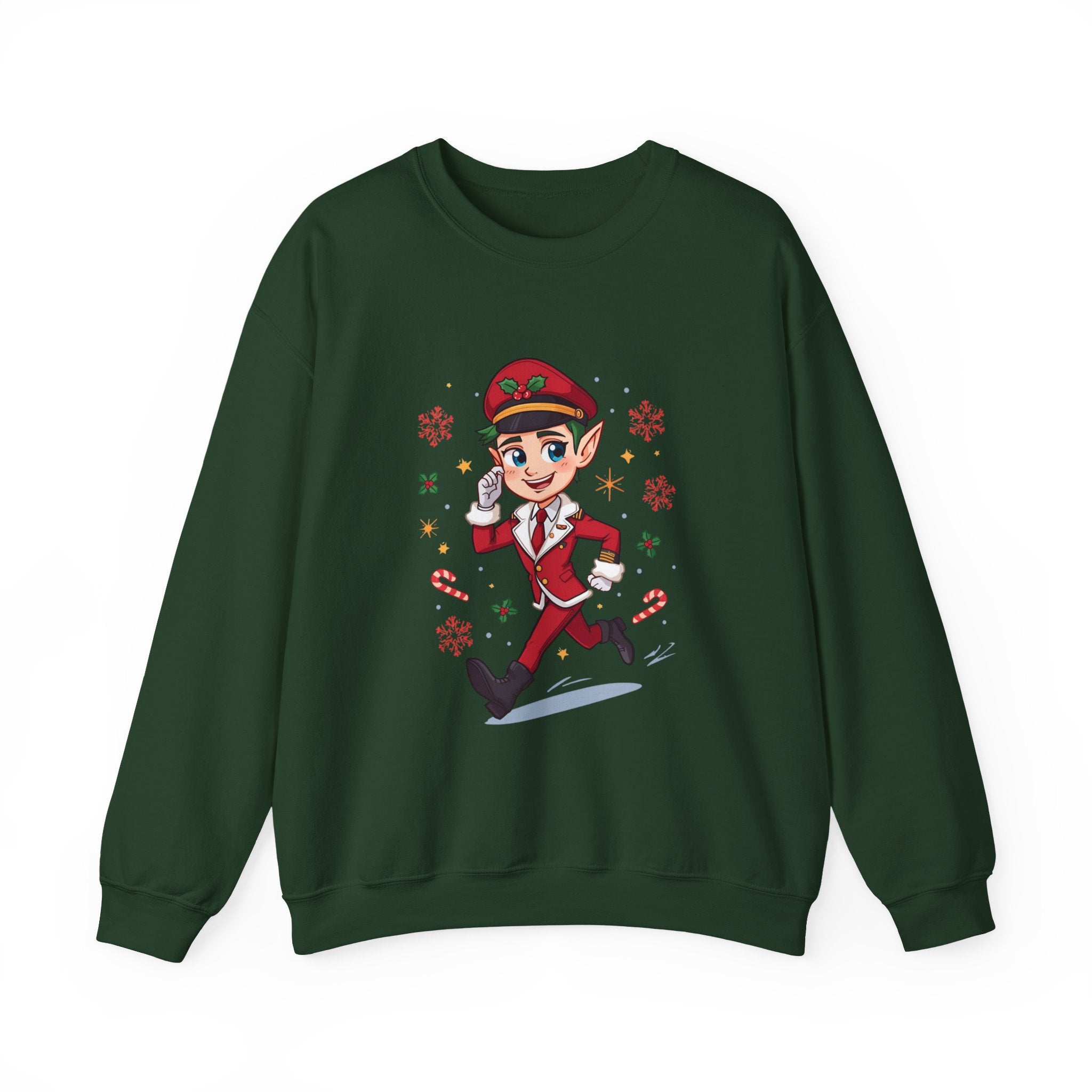Elf Pilot  Crewneck Sweatshirt — Cute Holiday Pilot Design