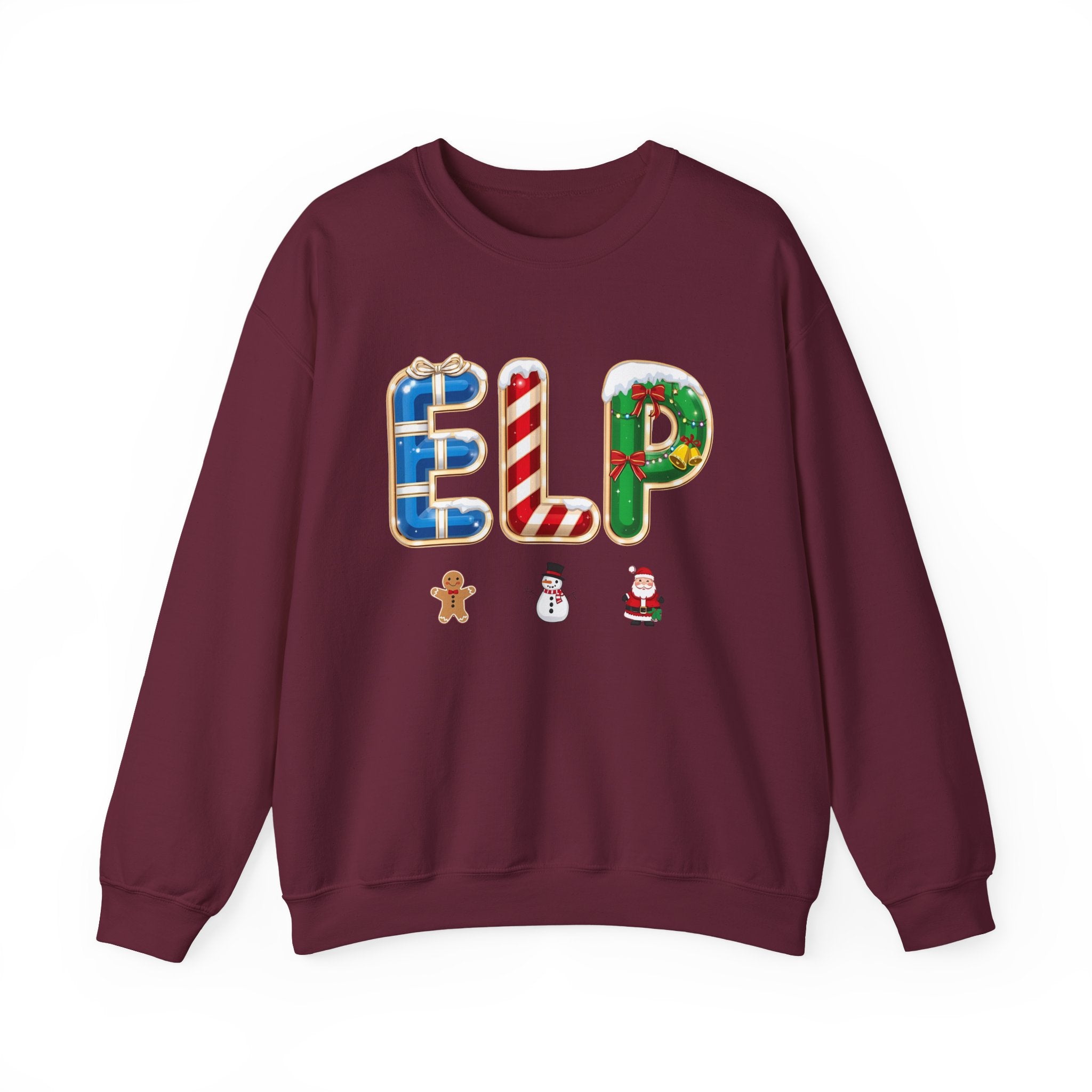 ELP Christmas Sweatshirt – Festive Holiday Letter Art Tee | Christmas Gift | Gildan 18000