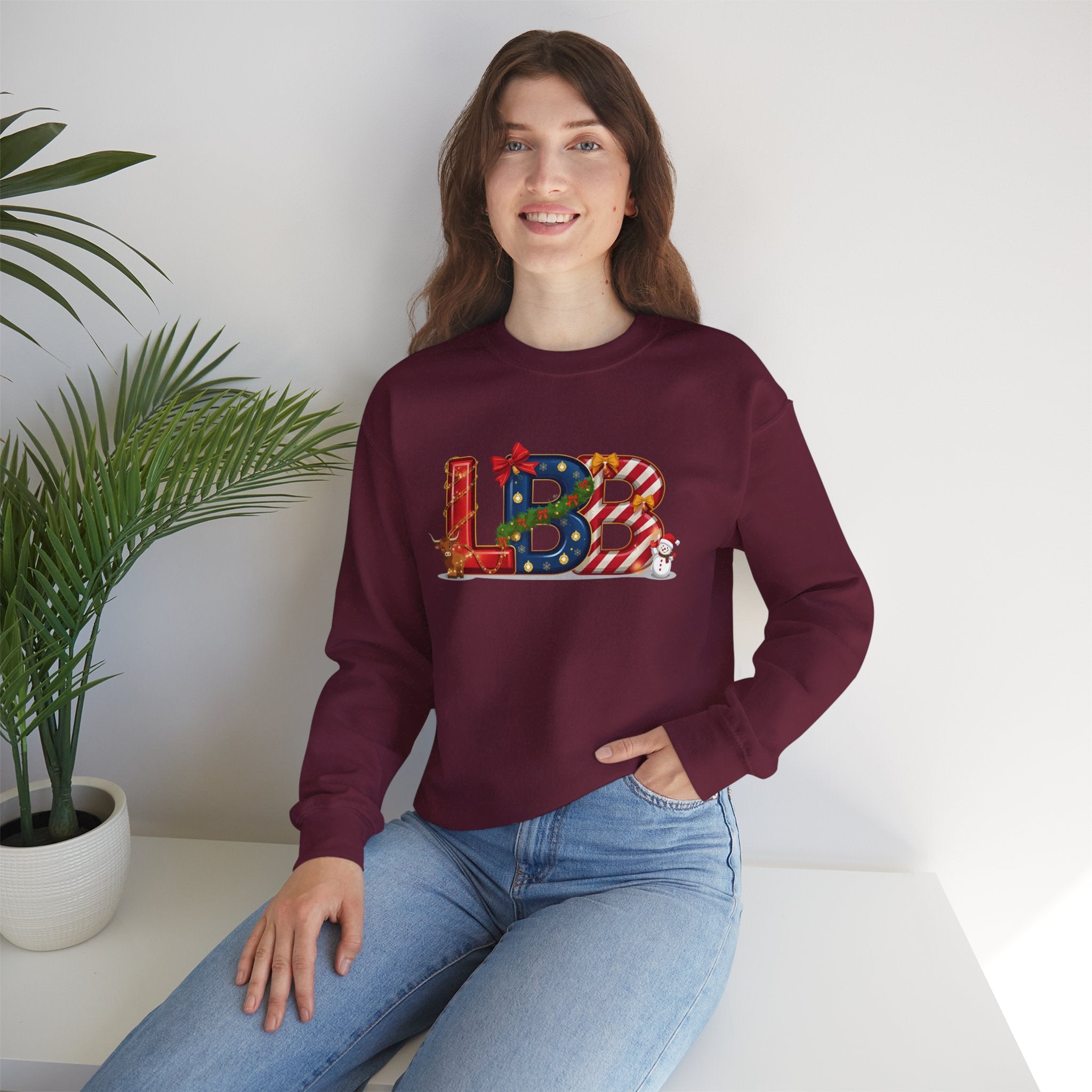 LBB Christmas Sweatshirt – Festive Holiday Letter Art Tee | Christmas Gift | Gildan 18000