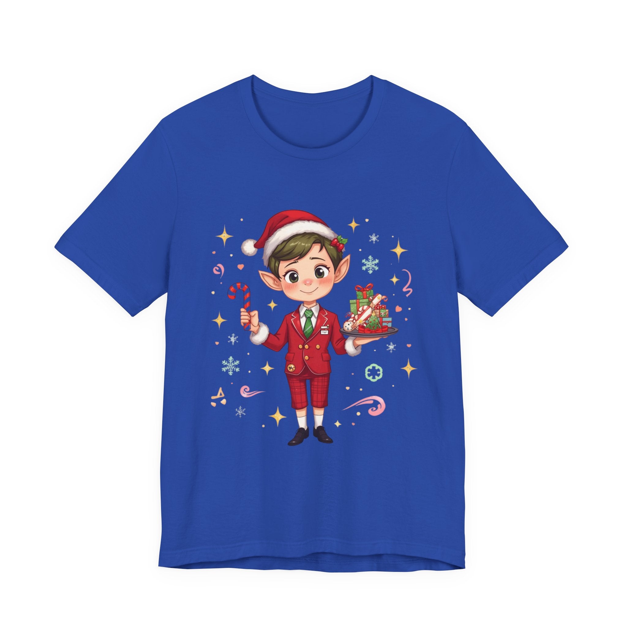Christmas Elf Cabin crew— Cute Holiday Elf with Candy Cane & Gifts