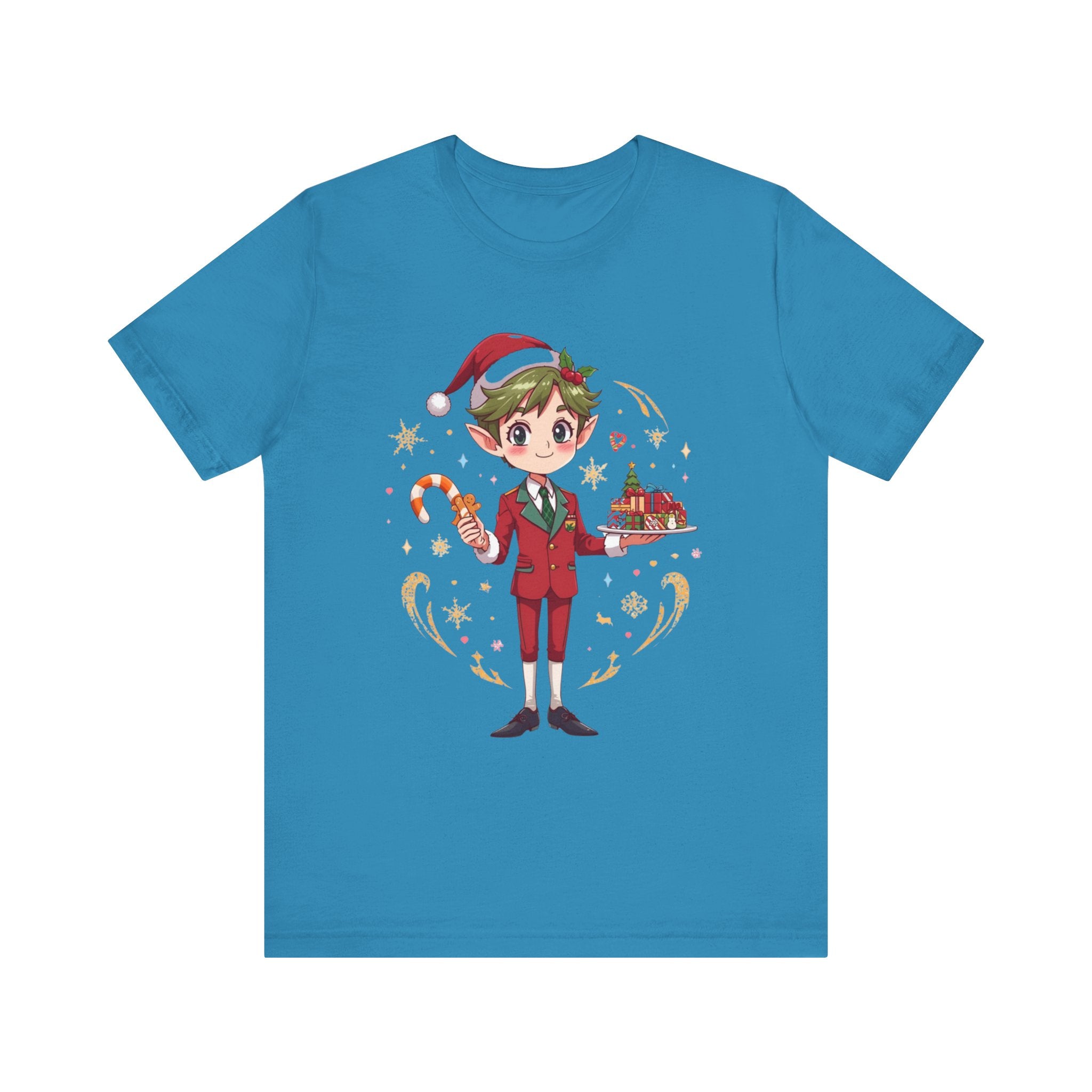 Christmas Cabin Elf Tee — Cute Candy Cane & Holiday Village Graphic Shirt