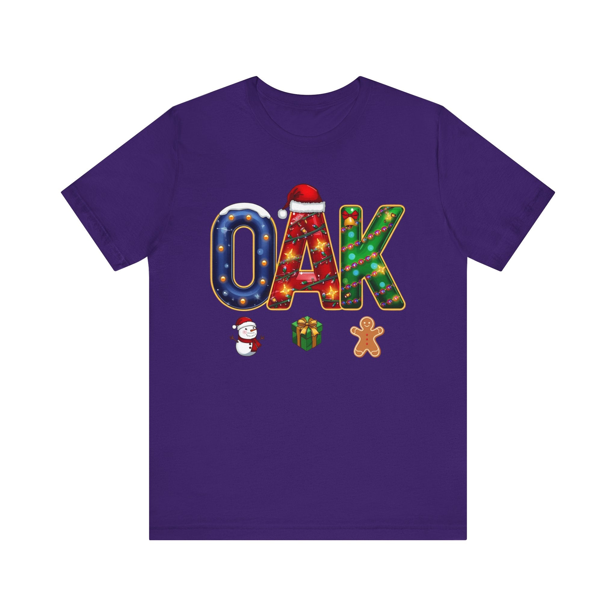 OAK Christmas Shirt – Festive Holiday Letter Art Tee | Christmas Gift | Bella Canvas 3001