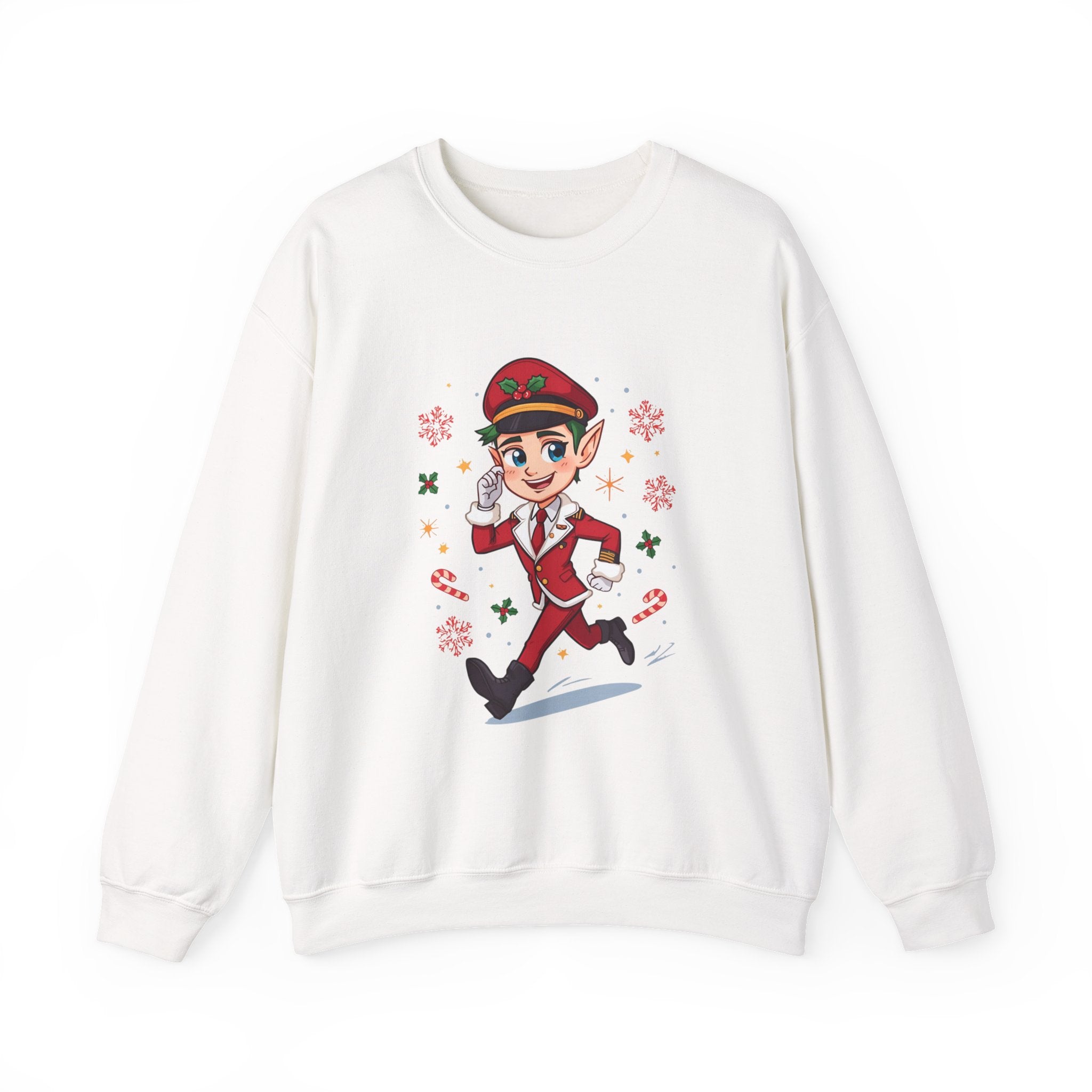 Elf Pilot  Crewneck Sweatshirt — Cute Holiday Pilot Design