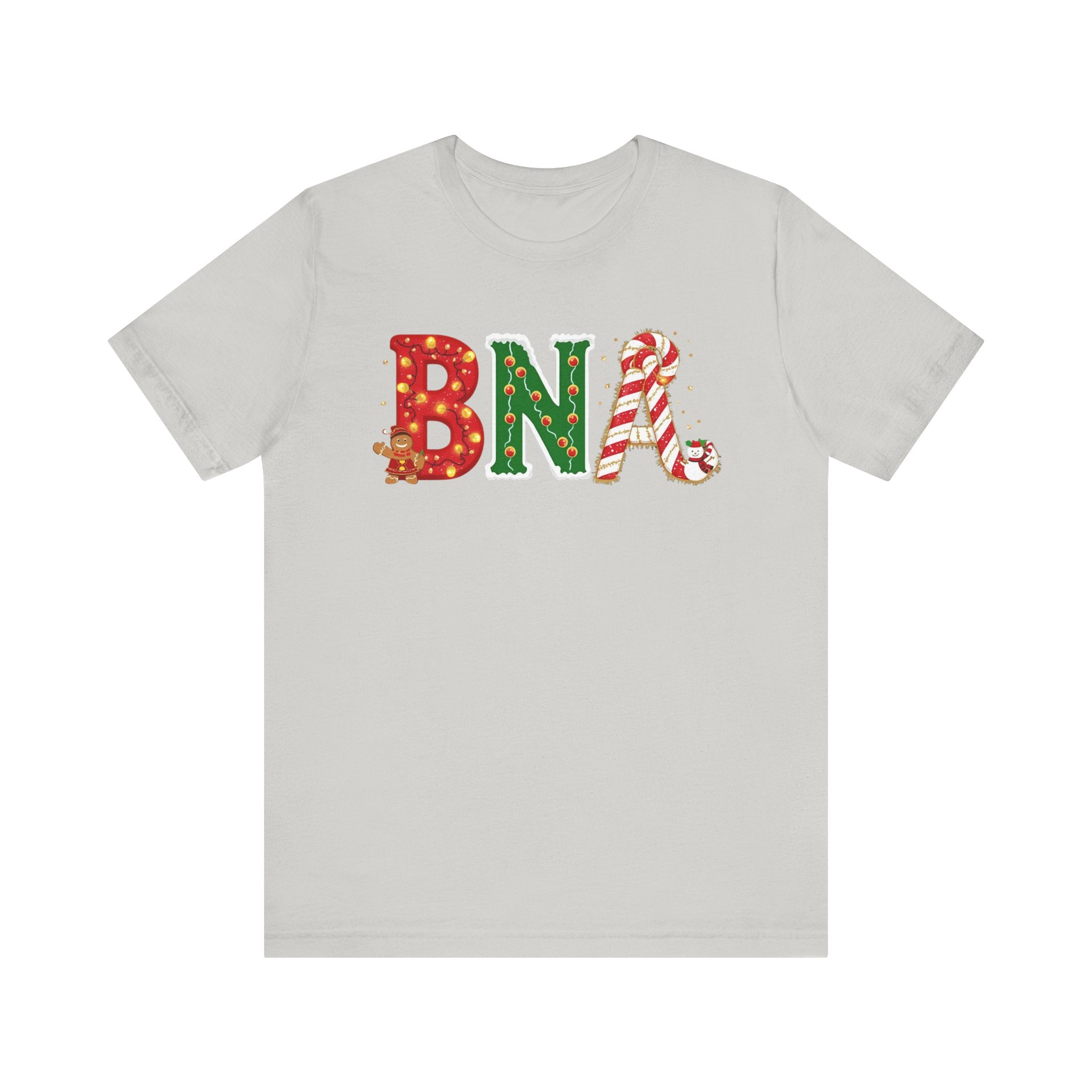 BNA Christmas Shirt – Festive Holiday Letter Art Tee | Christmas Gift | Bella Canvas 3001