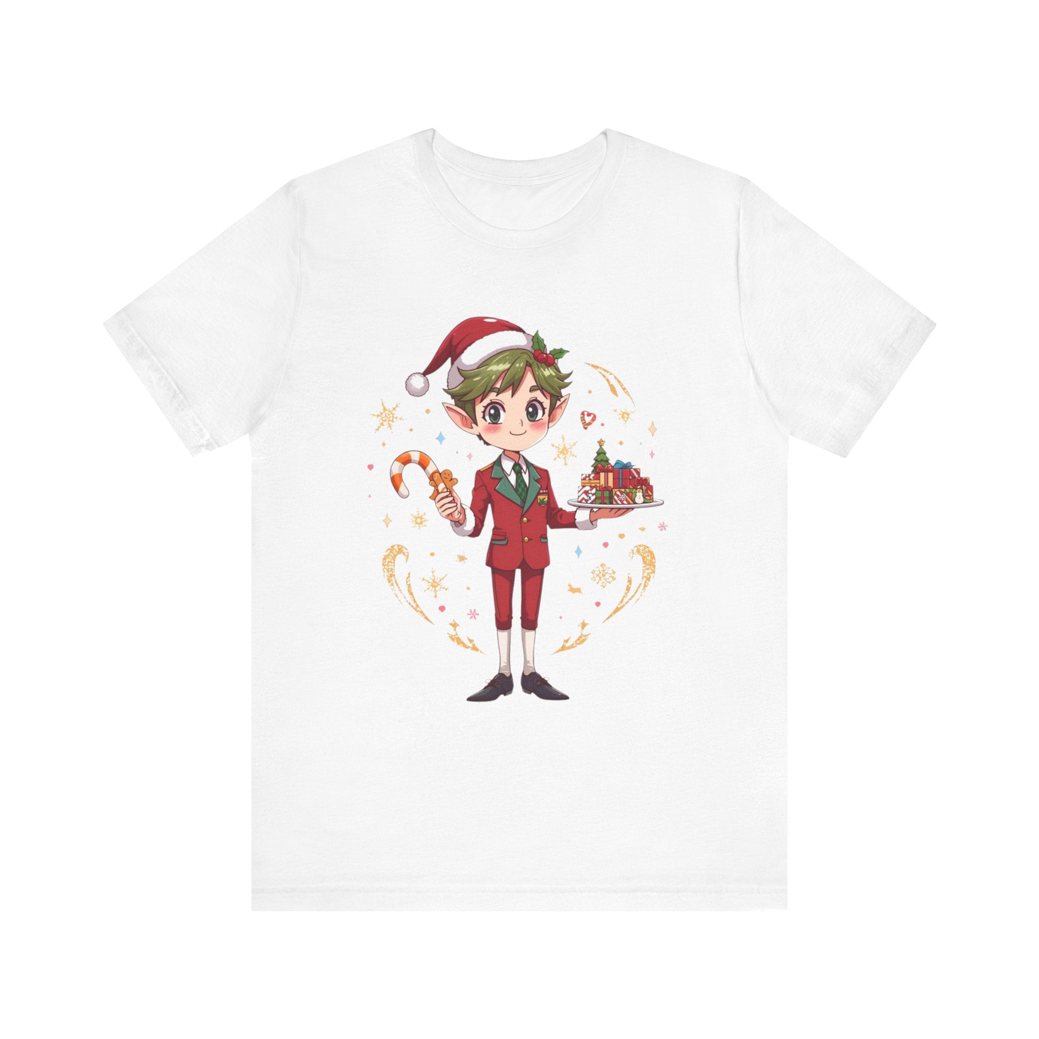 Christmas Cabin Elf Tee — Cute Candy Cane & Holiday Village Graphic Shirt