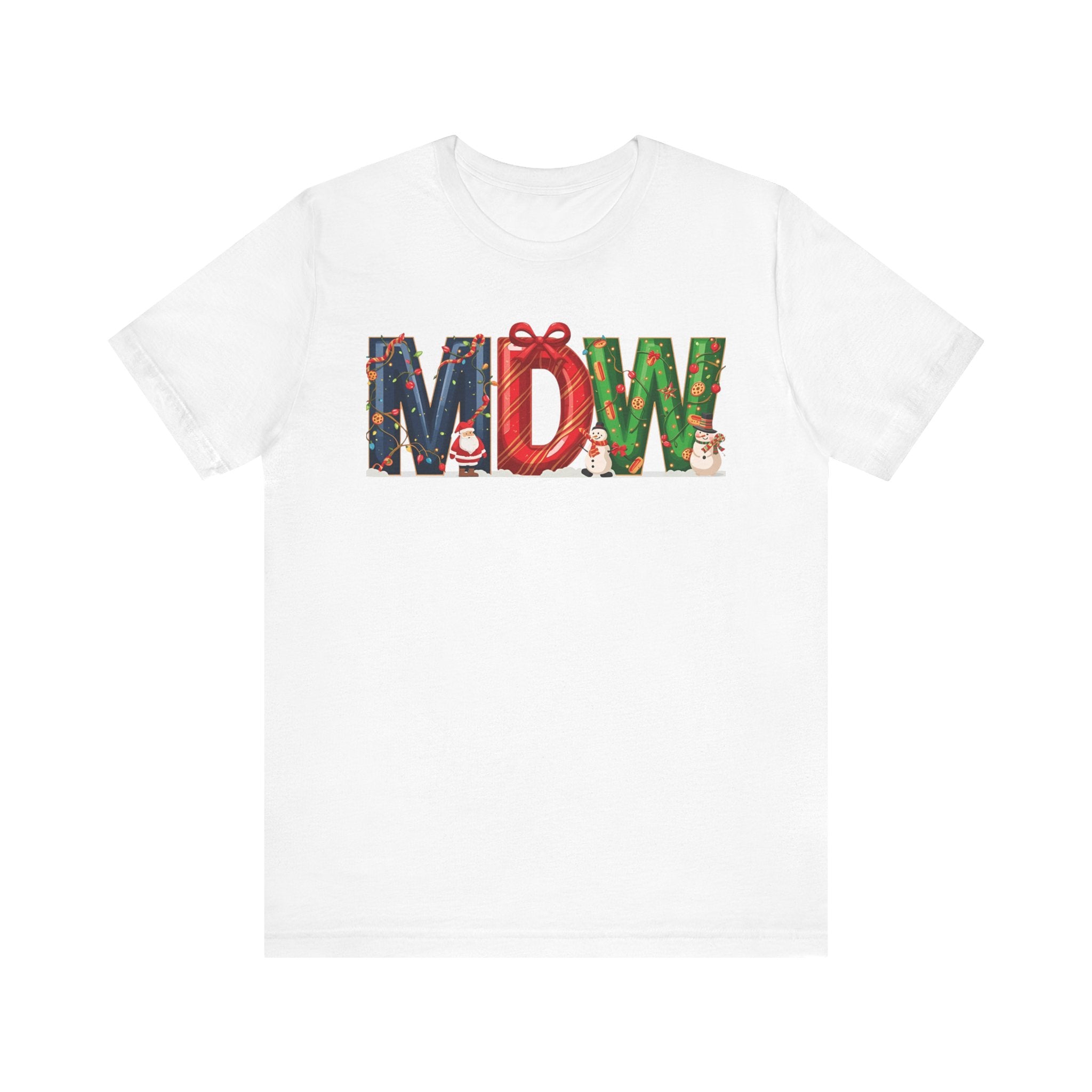 MDW Christmas Shirt – Festive Holiday Letter Art Tee | Winter Travel Gift | Bella Canvas 3001