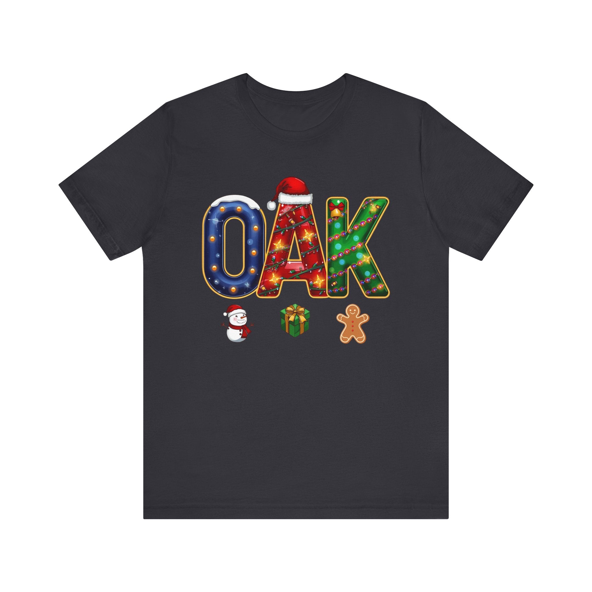 OAK Christmas Shirt – Festive Holiday Letter Art Tee | Christmas Gift | Bella Canvas 3001