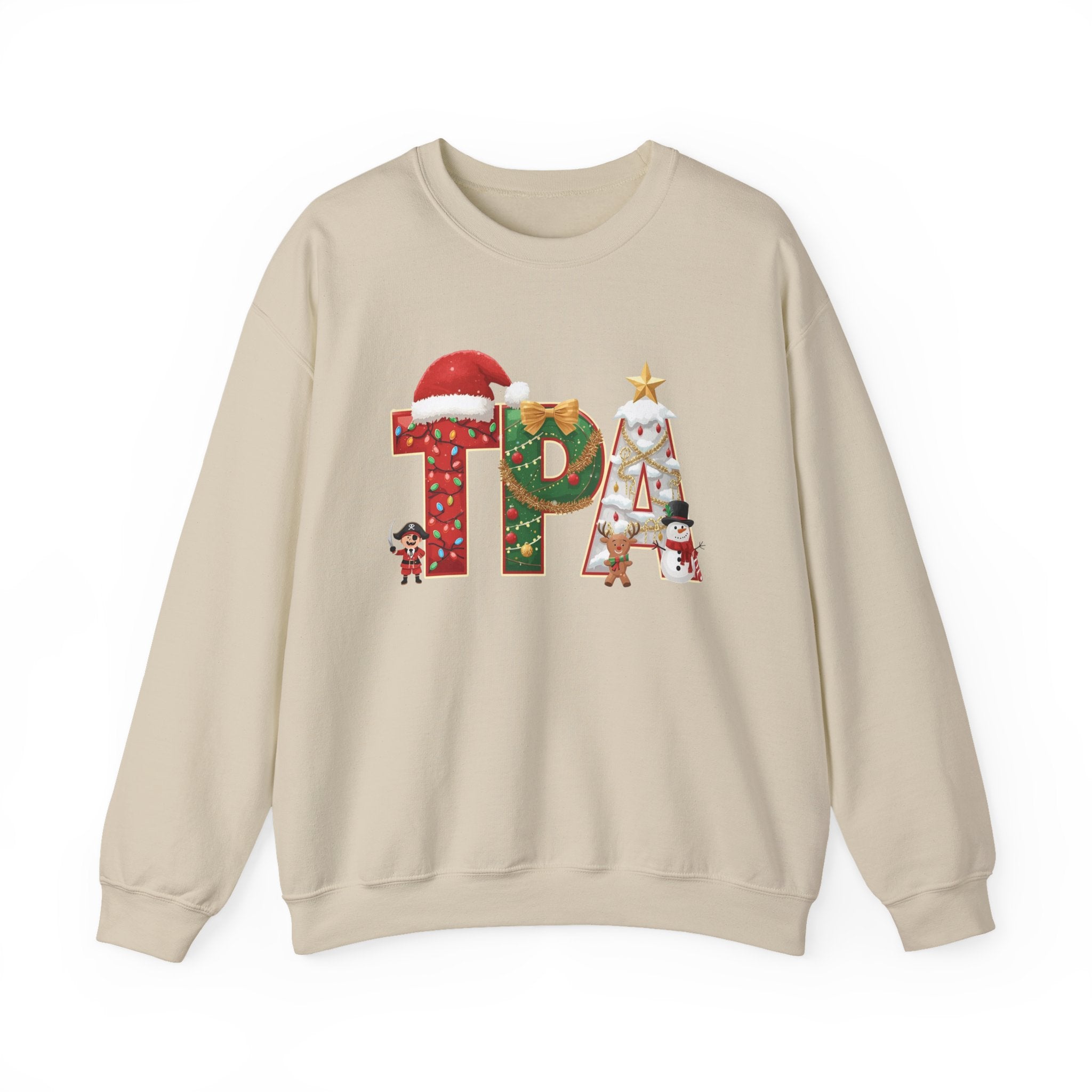 TPA Christmas Sweatshirt – Festive Holiday Letter Art Crewneck | Winter Travel Gift | Gildan 18000