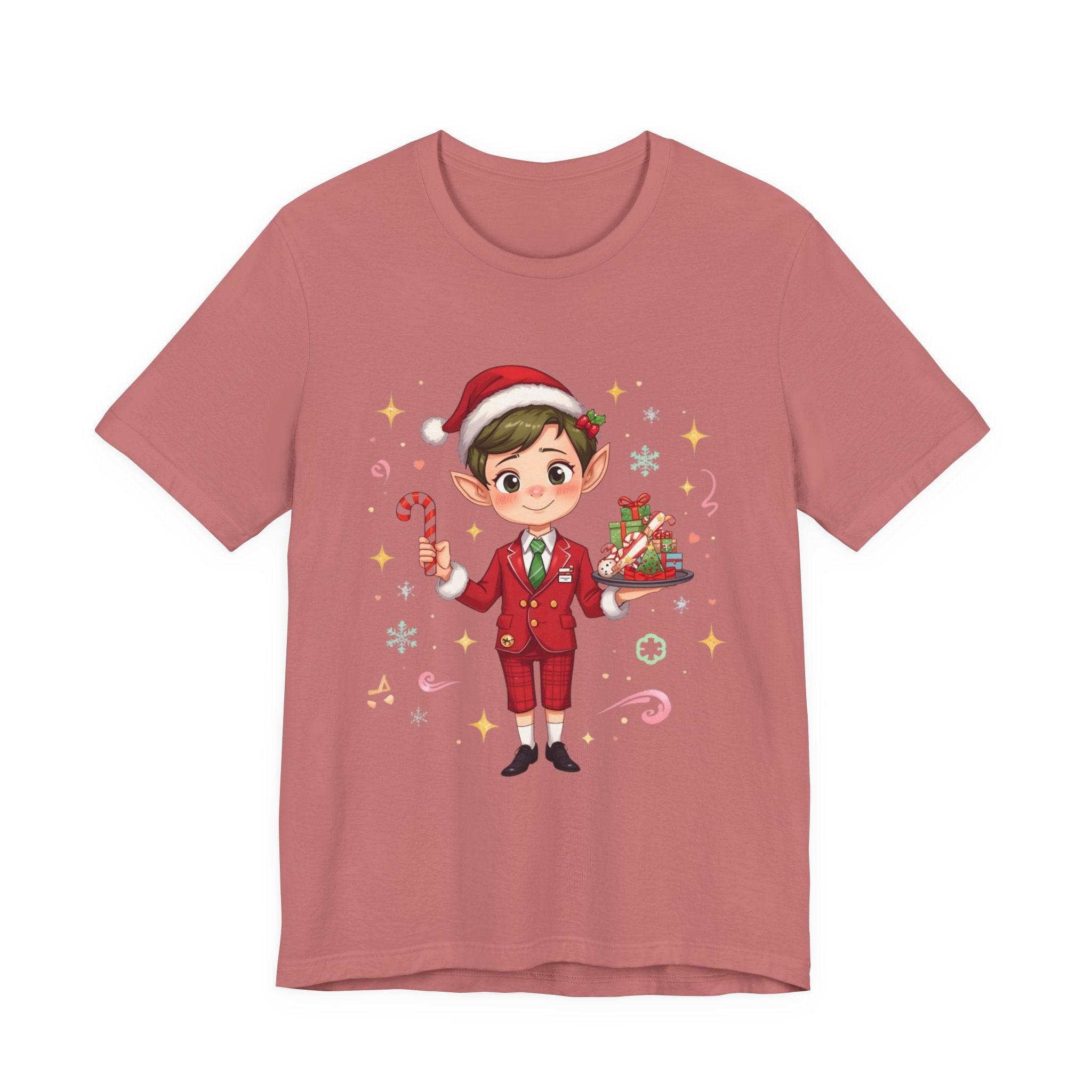 Christmas Elf Cabin crew— Cute Holiday Elf with Candy Cane & Gifts