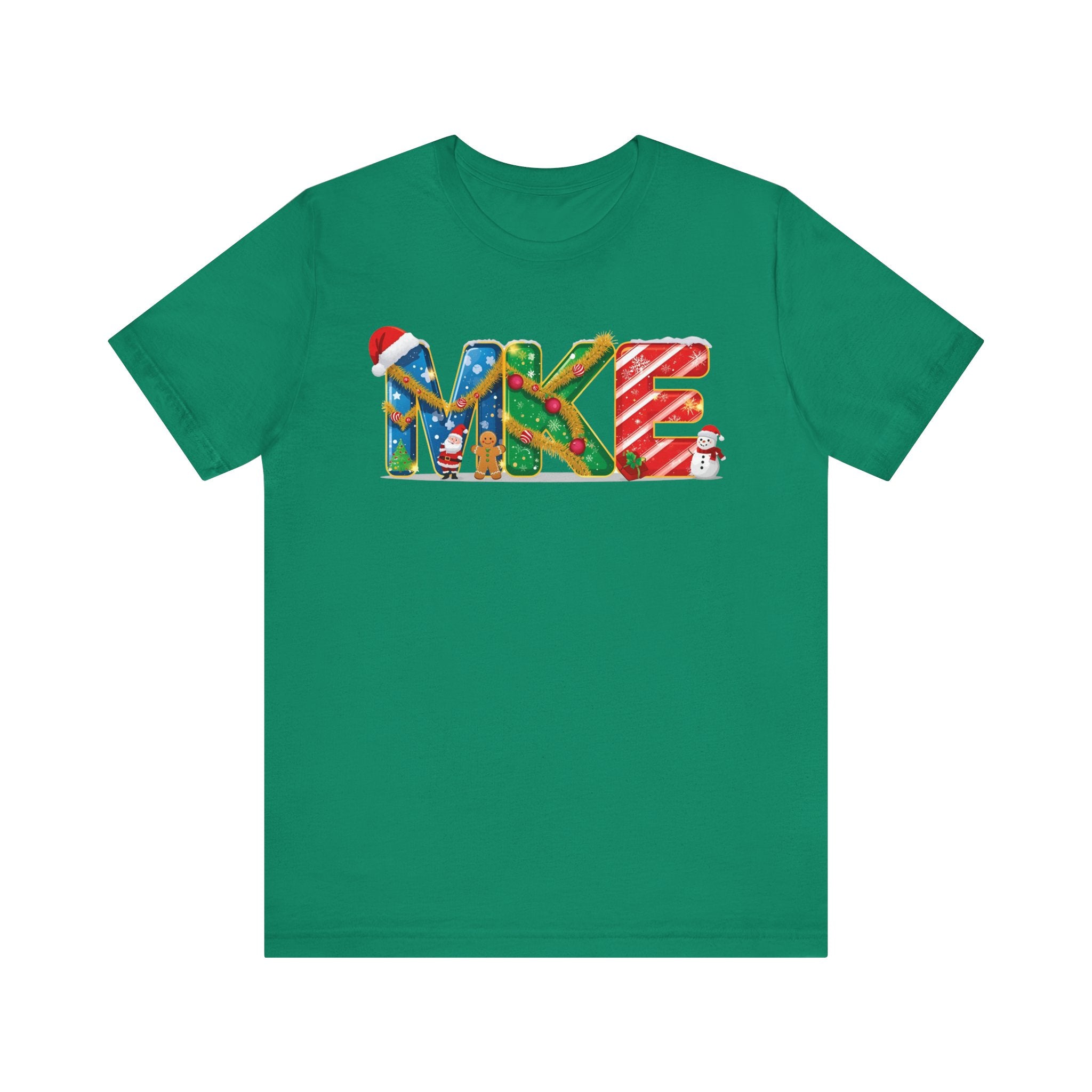 MKE Christmas Shirt – Festive Holiday Letter Art Tee | Christmas Gift | Bella Canvas 3001