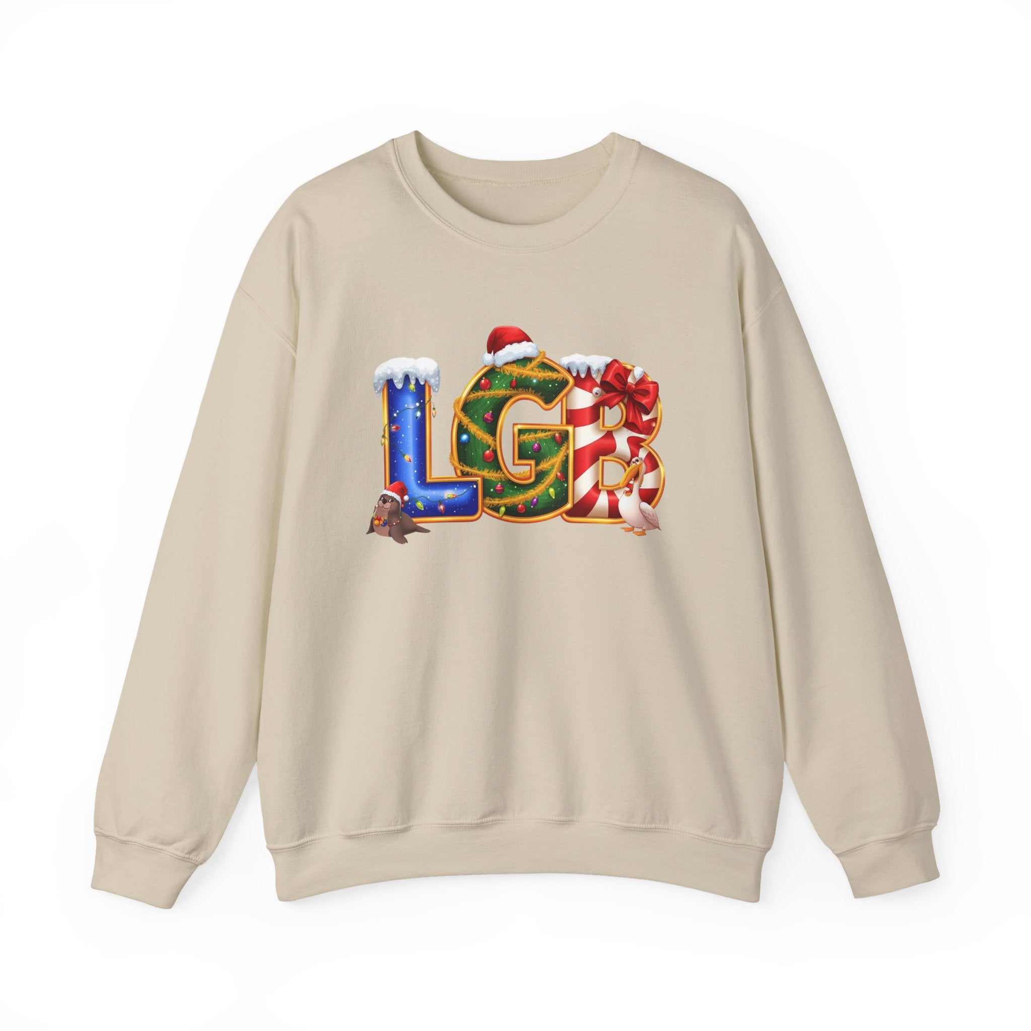 LGB Christmas Sweatshirt – Festive Holiday Letter Art Tee | Christmas Gift | Gildan 18000