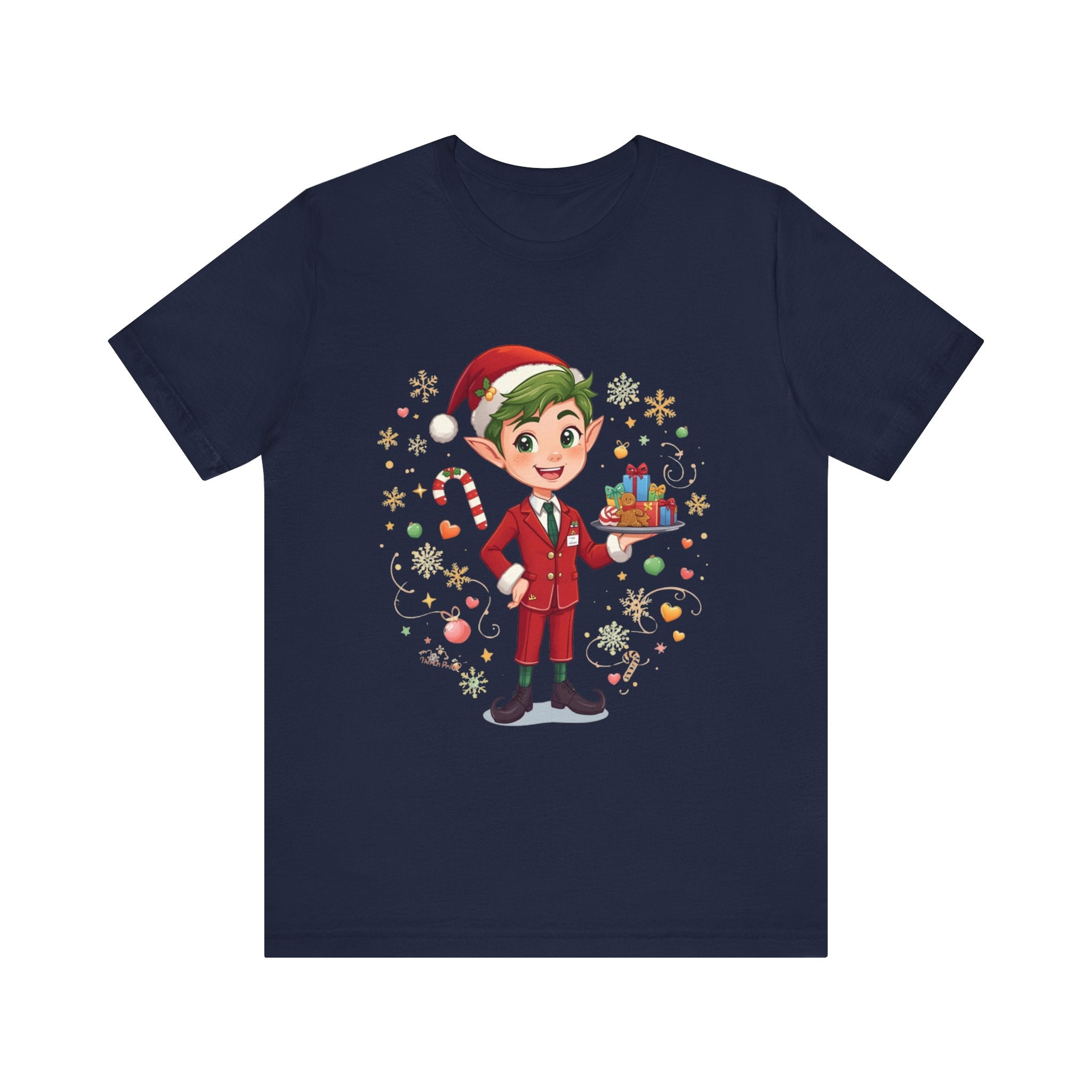 Christmas Cabin Elf Tee— Cute Holiday Elf with Presents