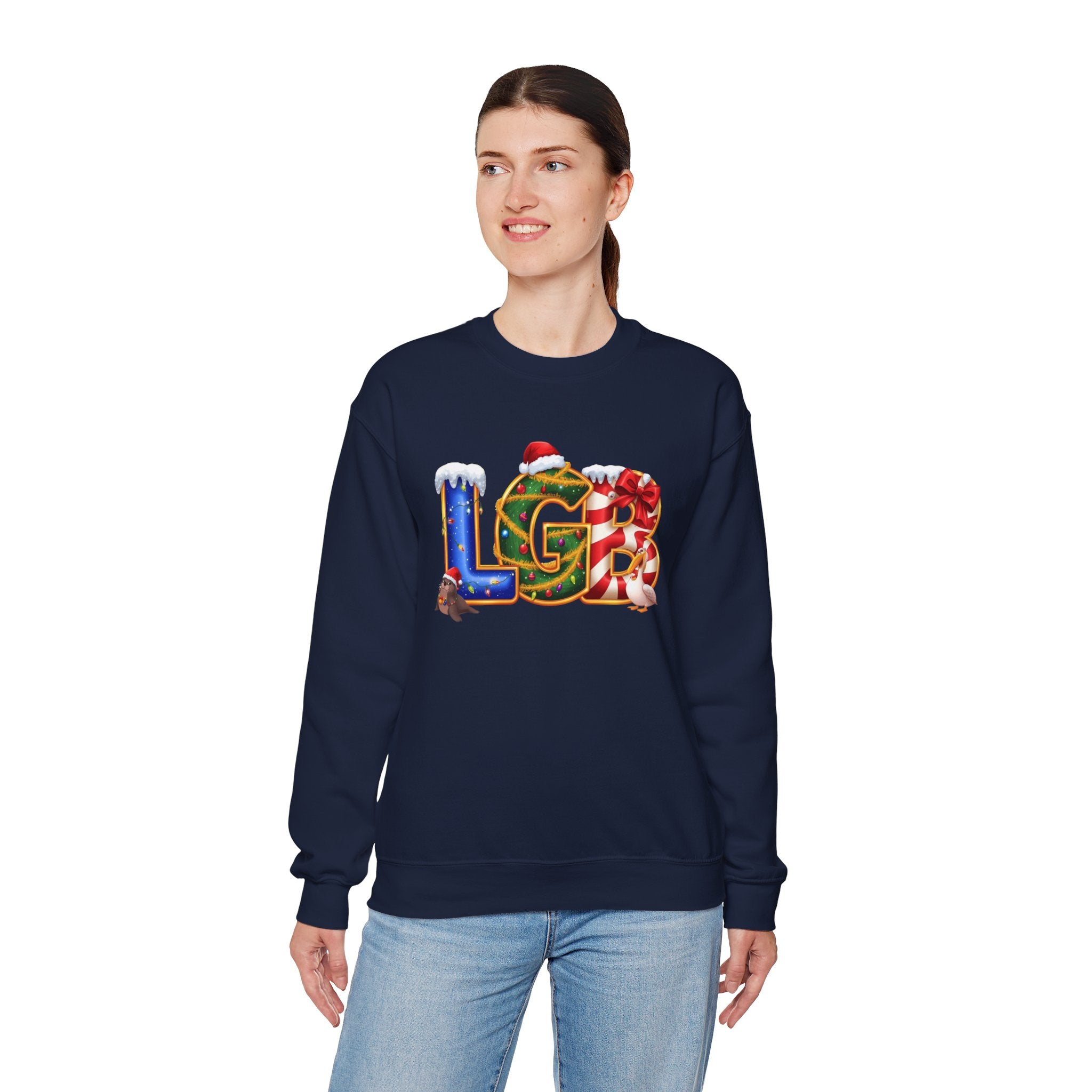 LGB Christmas Sweatshirt – Festive Holiday Letter Art Tee | Christmas Gift | Gildan 18000